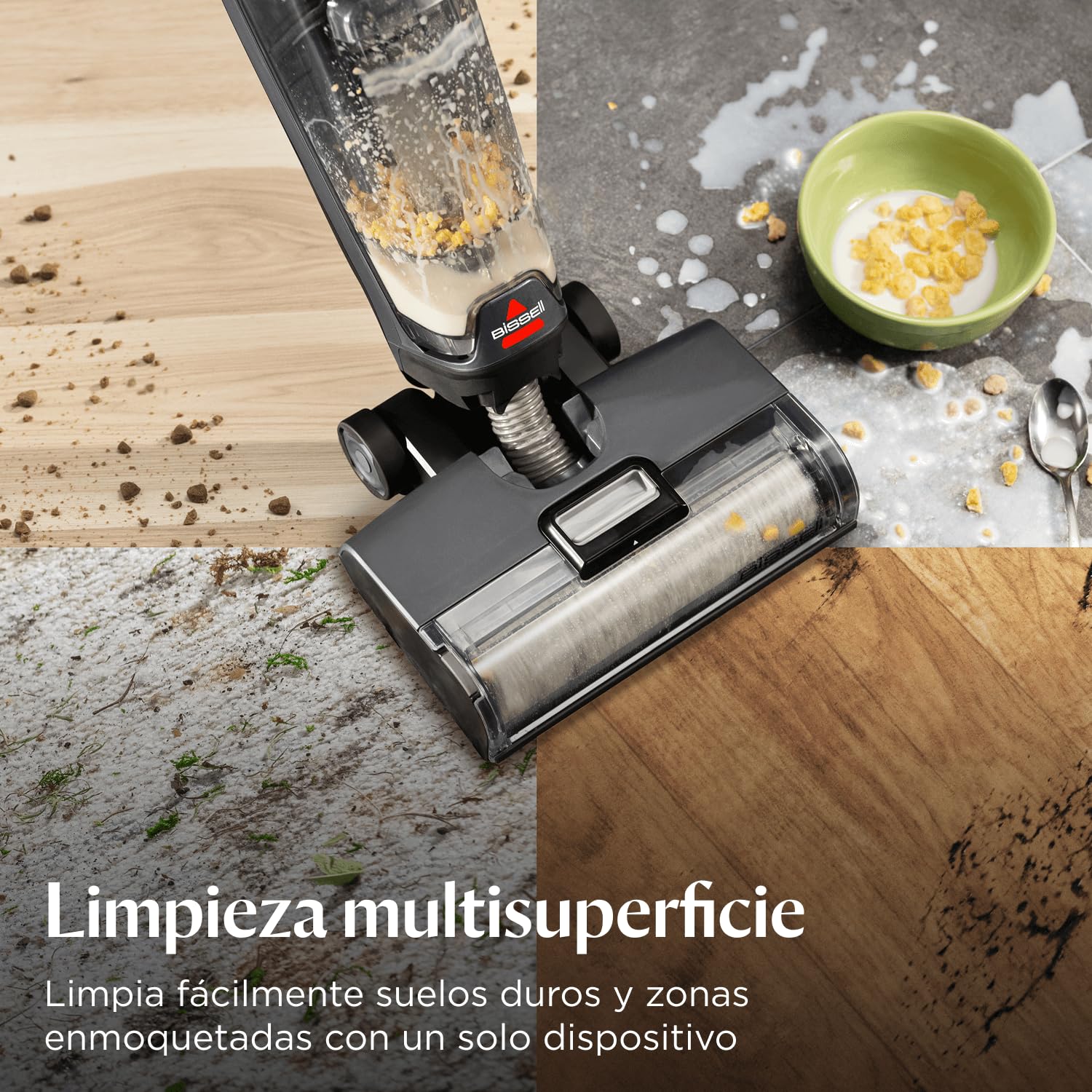 Bissell CrossWave OmniForce, Aspiradora de Mano Sin Cable, Aspirado y Mopa al Mismo Tiempo o Solo Modo Aspirado, Escoba Vertical Potente, Vacuum Cleaner de Agua, 240m² Limpieza Multisuperficie, 3912N