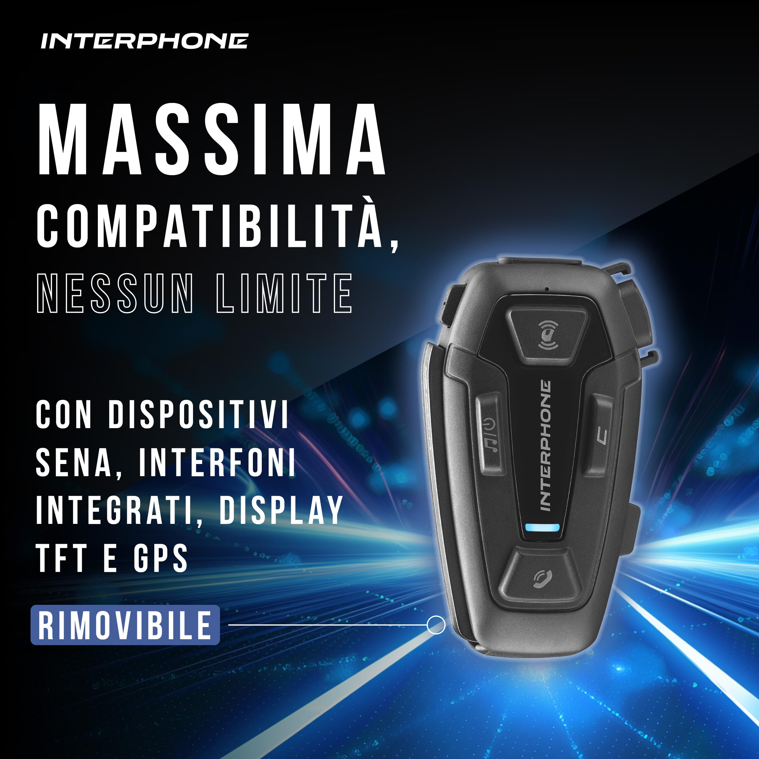 INTERPHONE UCOM8R - Doppio - Interfono Moto con Comunicazione Mesh 3.0, Fino a 24 Piloti, Distanza 1,6 Km, Autonomia 18 ore, Compatibile TFT e GPS, Impermeabile, Speaker HD 40mm