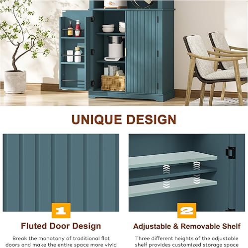 Miniatura 6 de VEIKOU Buffet de despensa con gabinete armarios de despensa de cocina de 71 pulgadas gabinete de almacenamiento independiente con estantes