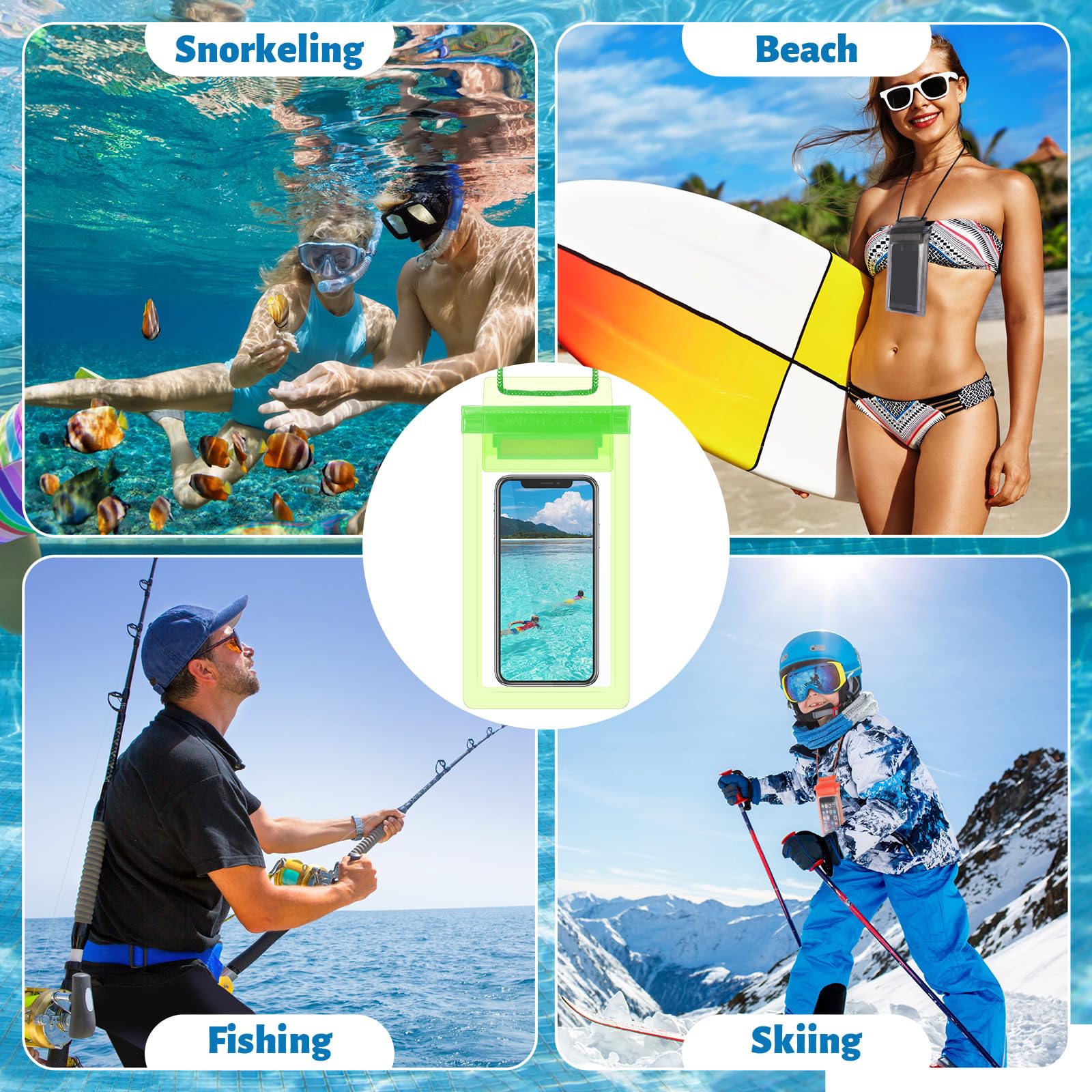 Shinylin Universelle wasserdichte Handytasche, wasserdichte Handyhülle, Unterwasser-Trockentasche, Umhängeband, transparent, Handy-Schutz für Strand, Schwimmen, 17,6 x 8,9 cm, 200 Stück