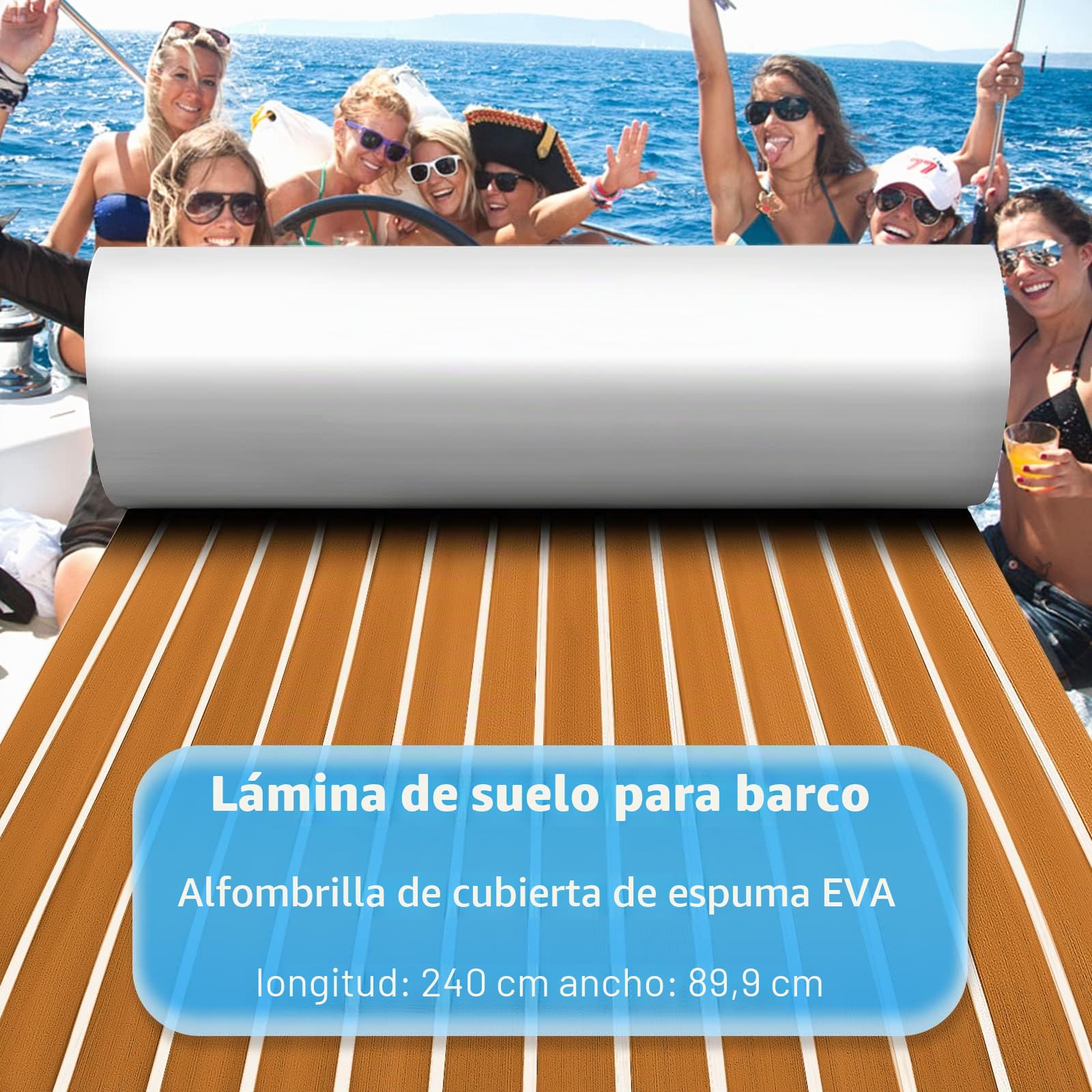 Eva Espuma Barco DIY Piso Decking Pad (90 x 240 cm), Estera de Madera de Teca Marino sintético para embarcaciones