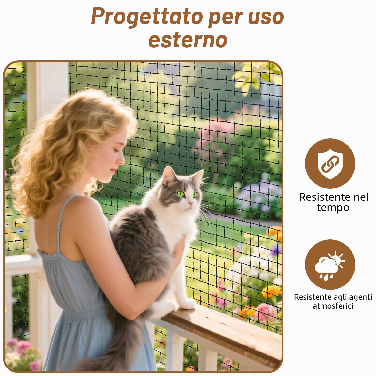 Aystkniet Rete per Gatti Senza Forature, Extra Rinforzato Rete Gatti Balcone con Ganci Adesivi e Colla Siliconica, Rete Balcone per Gatti, Rete per Gatti Balcone (3 x 2 M)