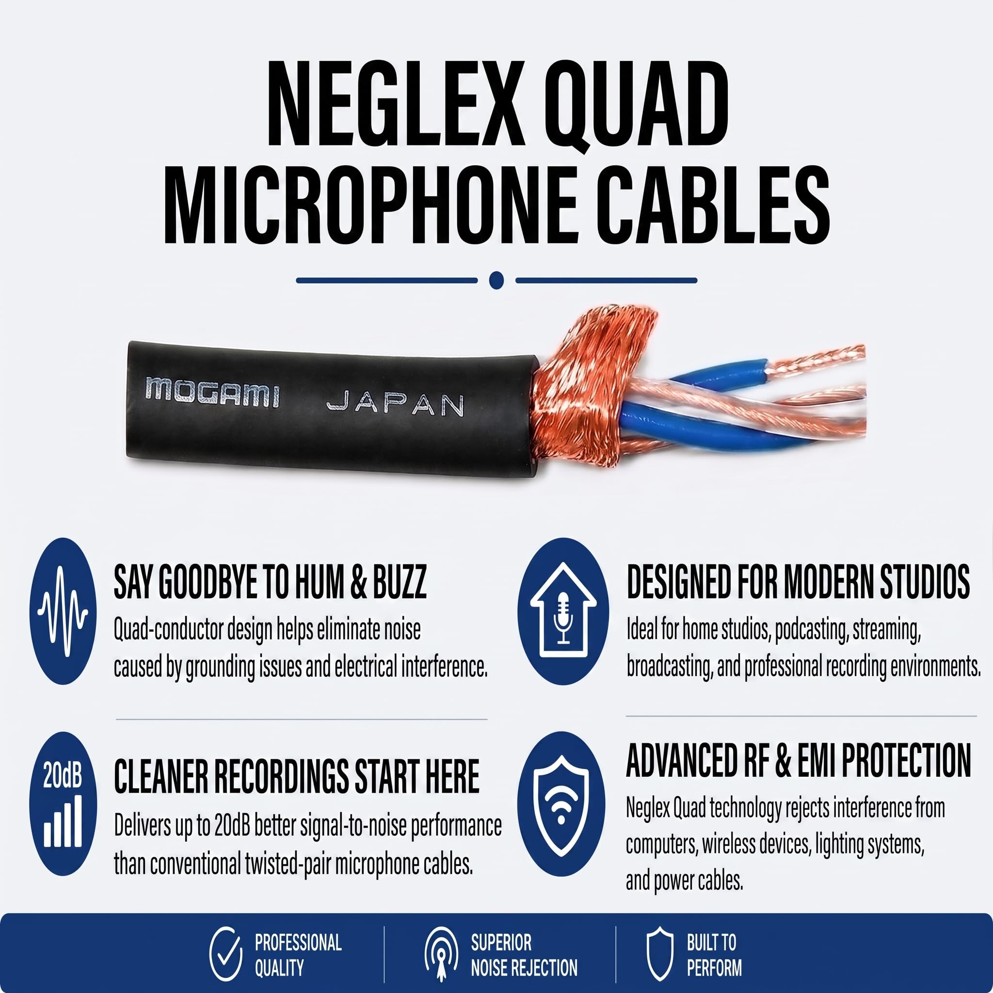 Mogami Gold STUDIO-06 - Cavo Microfono XLR, da Femmina a Maschio, 3 Pin, Contatti Dorati, Connettori Dritti, 1,8 m