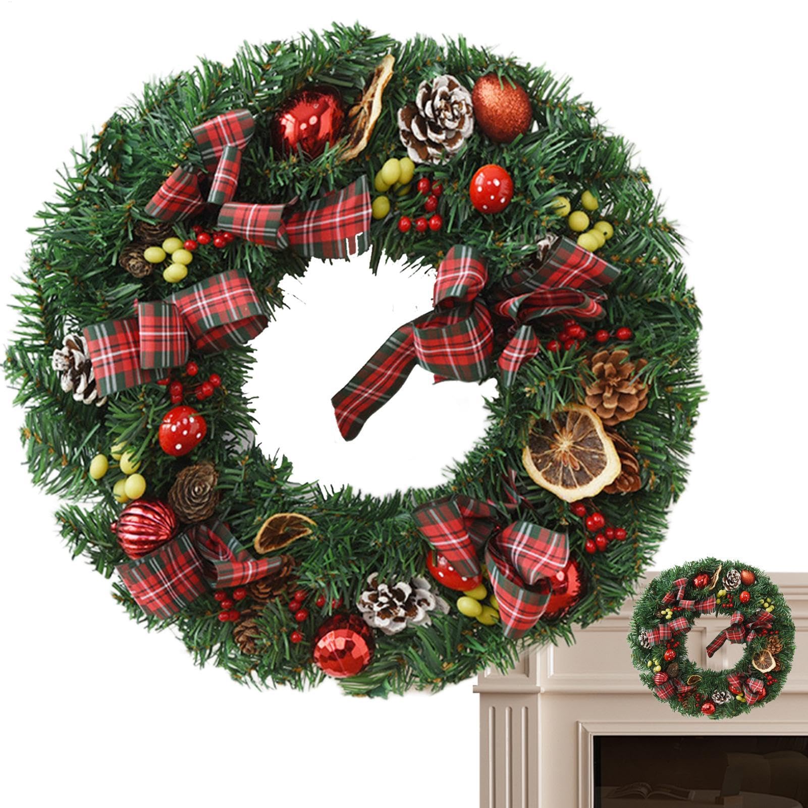 Couronne de Noël artificielle de 45 cm pour régler le problème des aiguilles de sapin