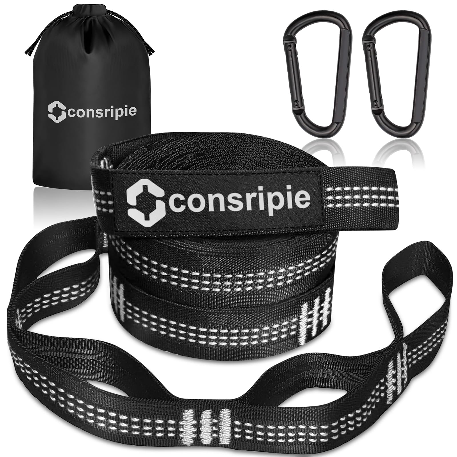 Hammock Attachment Set (300 cm x 2.5 cm) with Heavy Duty Carabiners, Adjustable Tree Straps with 18 Loops, 300 kg Load Capacity, Universal Hammock Suspension for Indoor and Outdoor Use-image-25