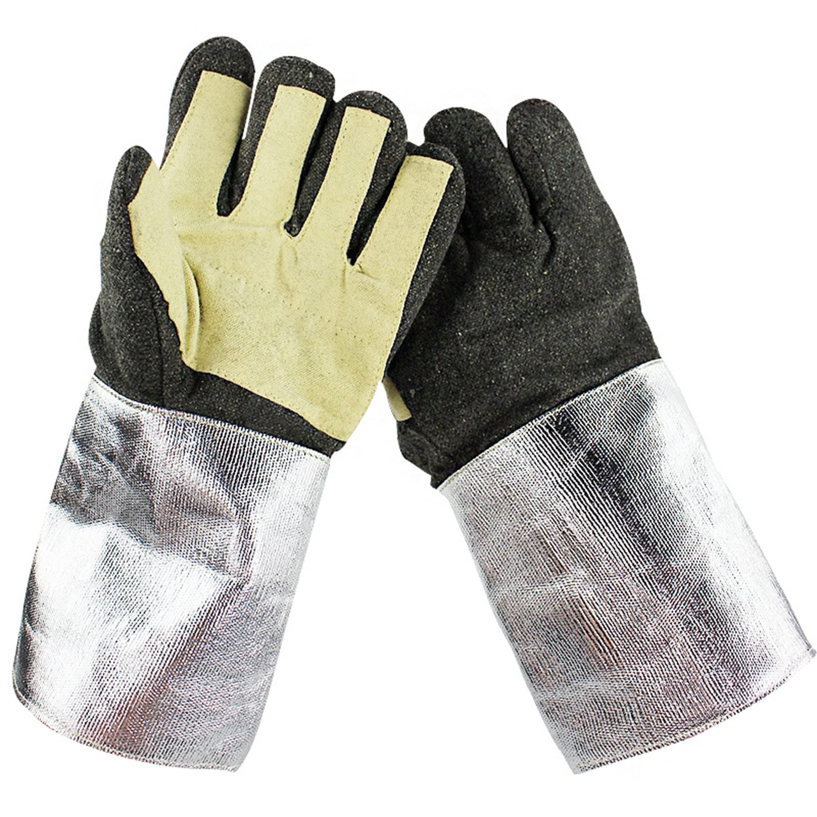 Gartenhandschuhe, schnittfeste Handschuhe, feuerfeste Handschuhe, Schutzhandschuhe aus Kohlefaser-Aluminiumfolie, hochtemperaturbeständige Handschuhe, Sicherheits-Arbeitshandschuhe for Metallurgie, He