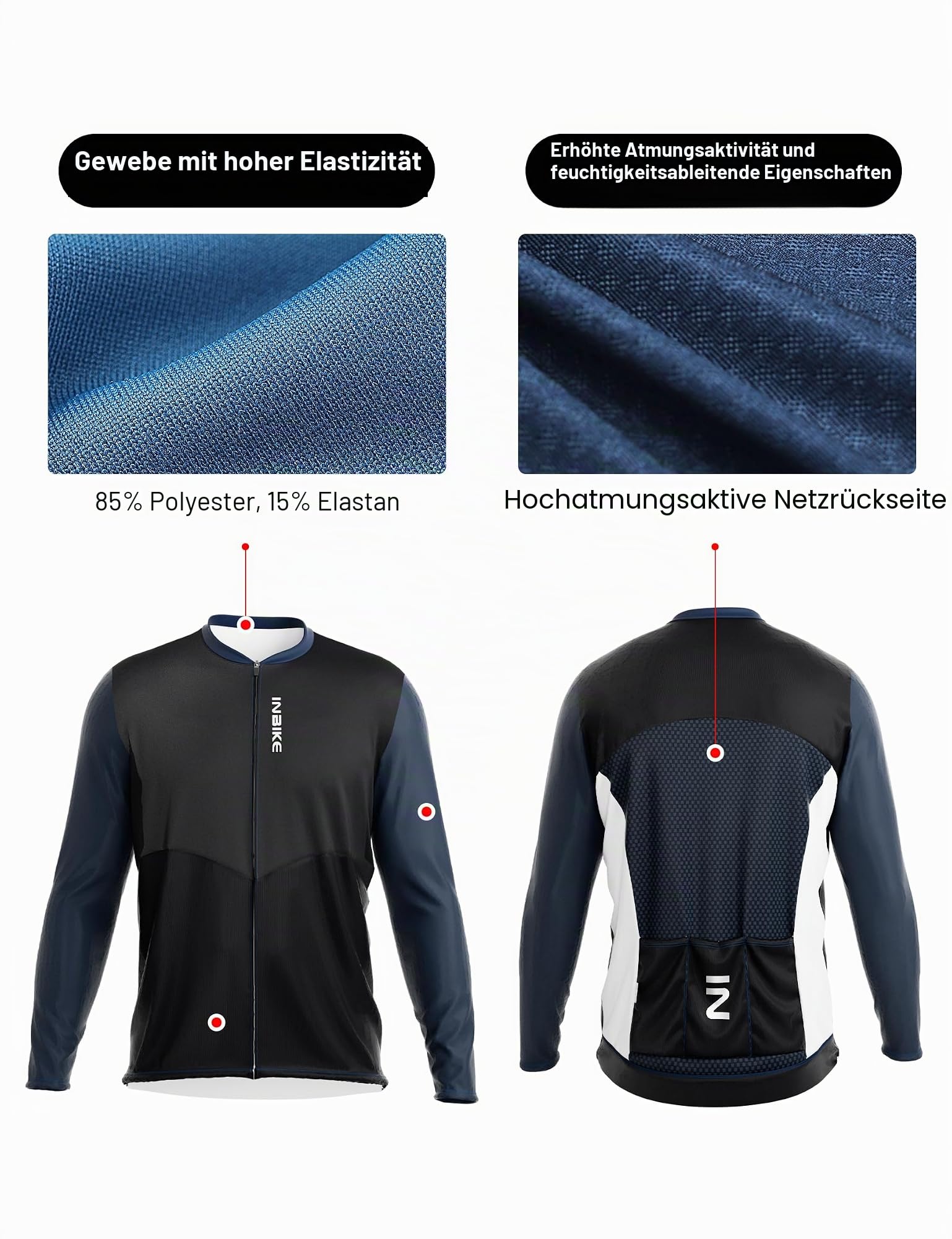 INBIKE Radtrikot Herren 3XL-5XL für Fahrer mit Gewicht 95-125KG Atmungsaktiv Schnelltrockend Weich Trikot Rennrad Fahrrad MTB QY