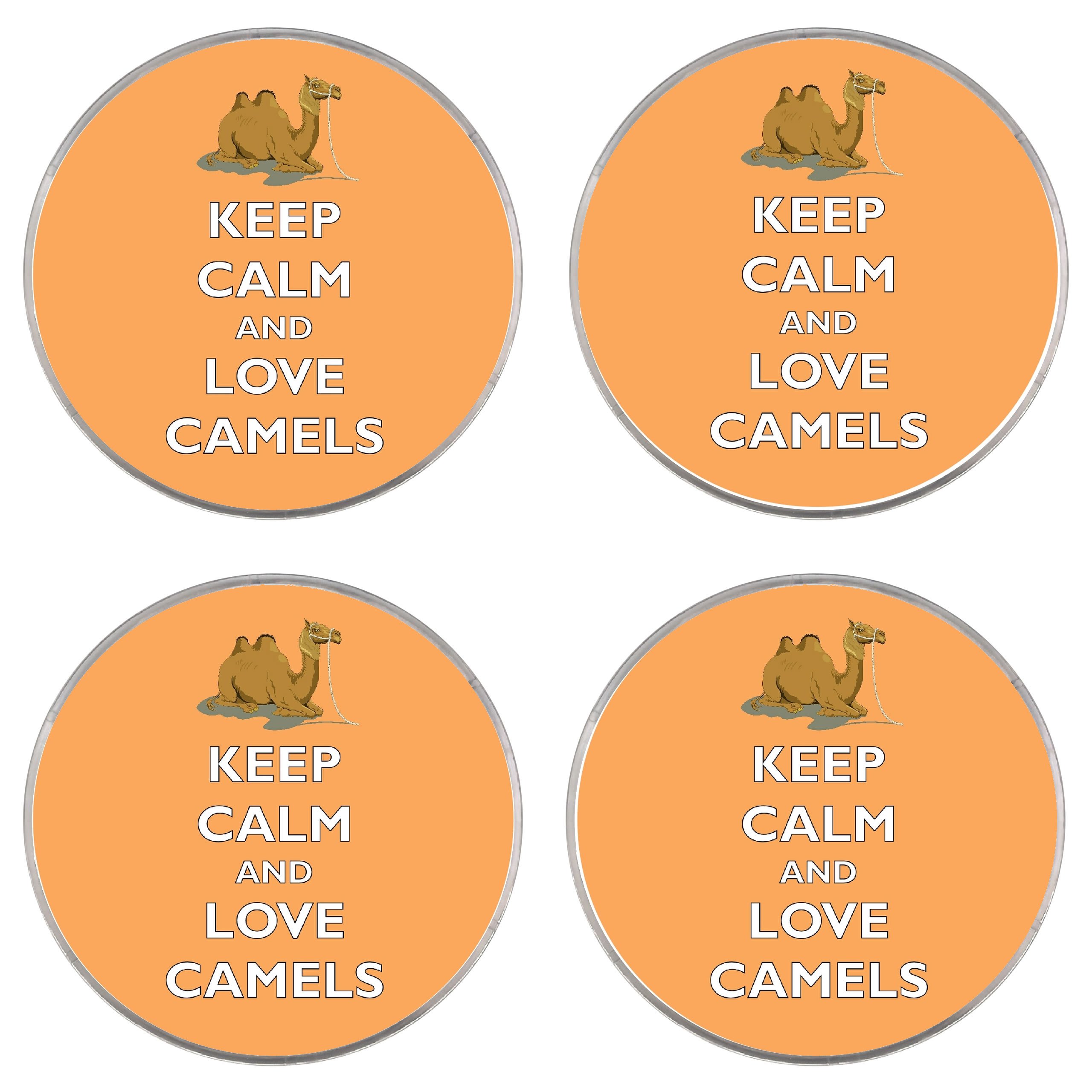 Keep Calm and Love Camels - 80mm Coasters (4 Pack) - Gift/Present - For Mugs/Glasses/Cups