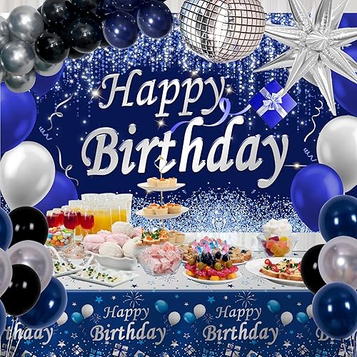 Miniatura 2 de Decoraciones de cumpleaños azules para hombres y mujeres, decoraciones de feliz cumpleaños para hombres, mujeres, niños, decoración de fiesta de