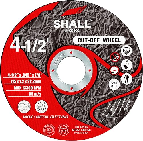 Miniatura 8 de SHALL Paquete de 50 ruedas de corte de 4 1/2 x 7/8 pulgadas, rueda de corte con bolsa para amoladora angular, disco de corte rápido de metal y acero