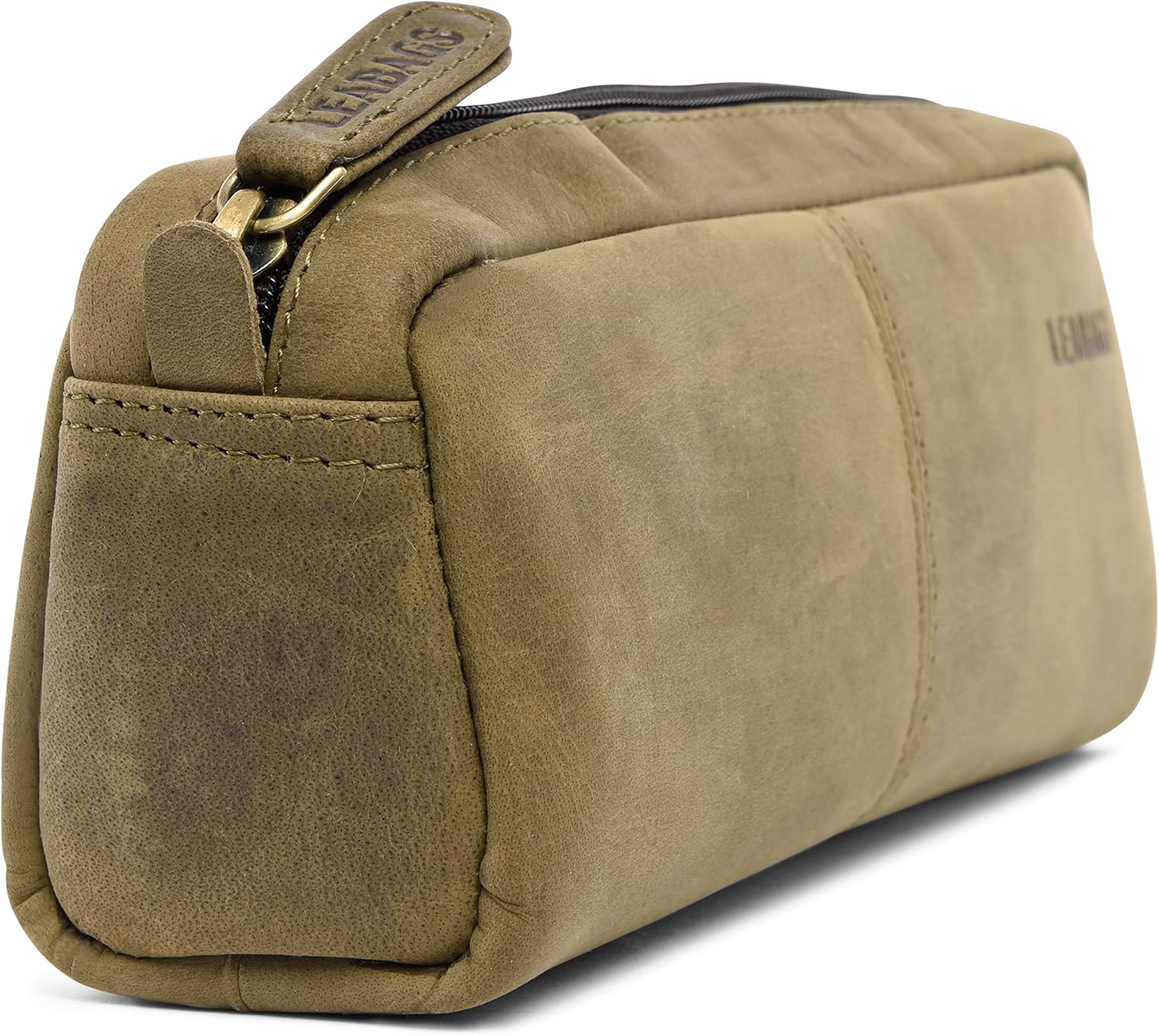 LEABAGS Fort Wayne Leather Pencil Case I Genuine Buffalo Leather Pencil case I Leather case I Vintage Pen Holder I Small Pencil case I Pencil case I 20x9x6 cm I Olive - Image 5