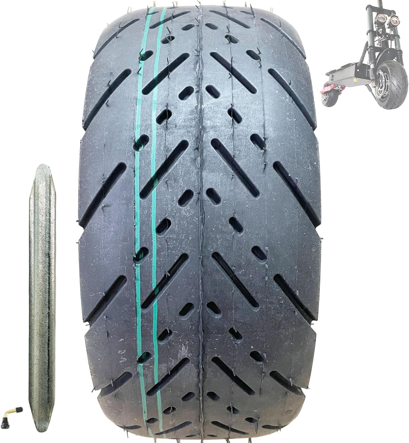 Scooter Tires 90/65-6.5 Tubeless Tire 11" Tubeless Fat Road Tire Scooter Tires 90/65-6.5 Tubeless Tire Mobility Scooter Tires Compatible With Dualtron Zero 11x Kaabo Scooter (90/65-6.5 Road tire)