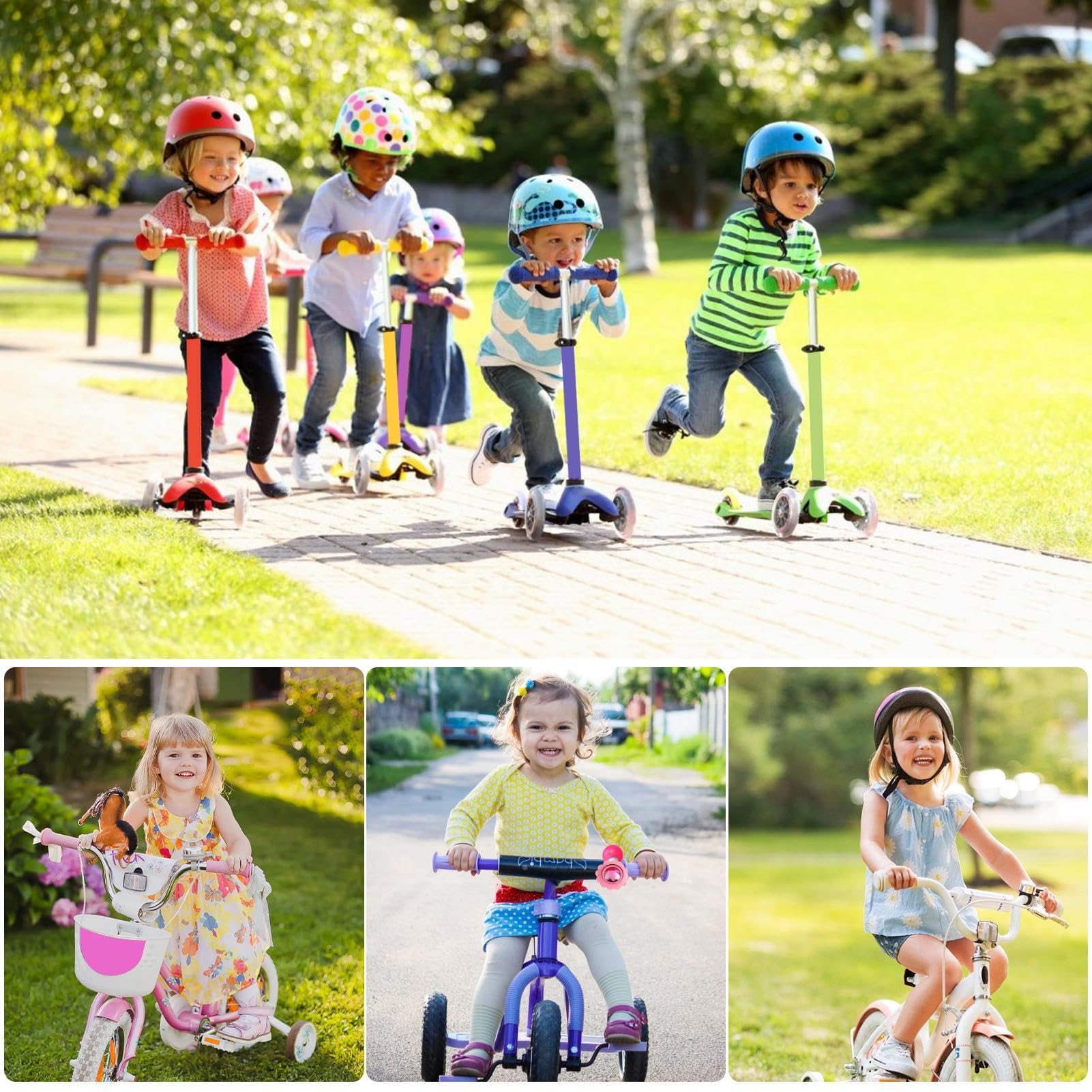 Bocina de bicicleta para niños, manillar de patinete, bocina de aire para apretar, bocina de ciclo de sonido fuerte para niños, niños, niñas