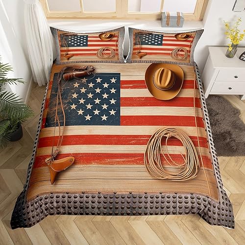 Erosebridal Juego de ropa de cama occidental con diseño de látigo de caballo y látigo de caballo, regalos para mujeres, funda de edredón retro con