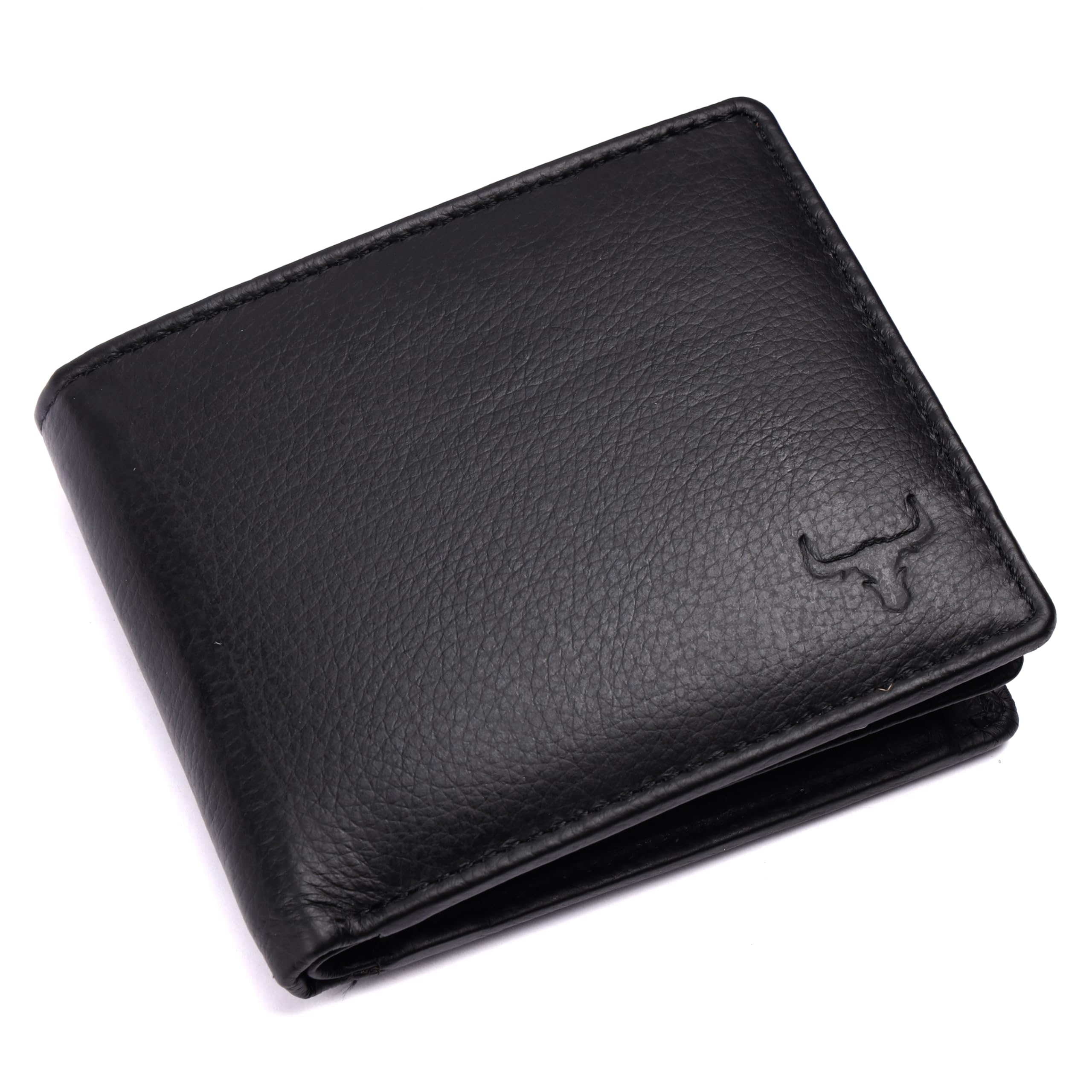 Genuine Leather Wallets for Men | RFID Protected Wallet | Pure Leather Purse | Credit/Debit Card Slots and Coin Pocket | 2 Currency Compartments Purse (Black)-image-11