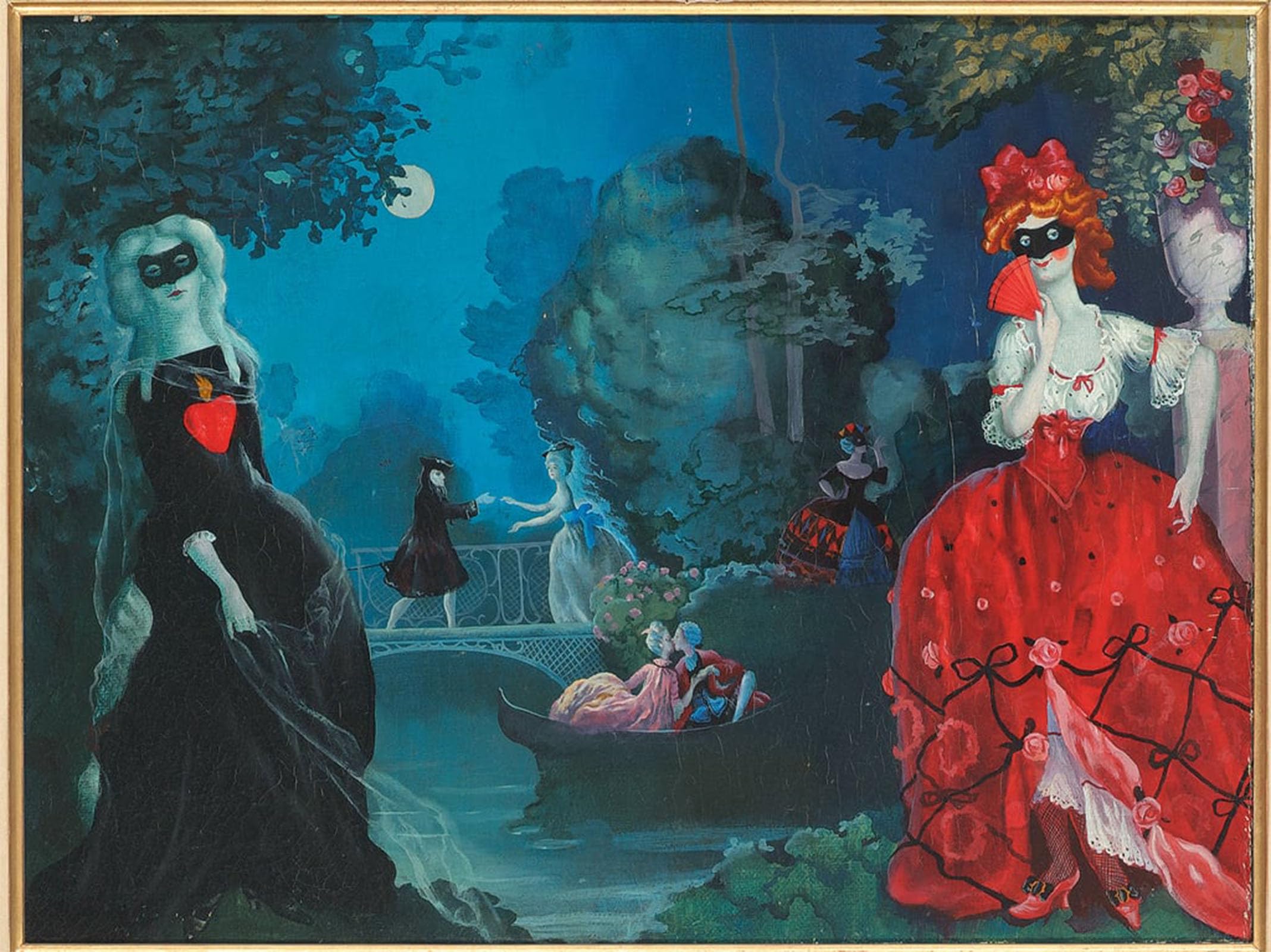 ARTXLXXBN Famous Print Painting Colorful Art Print Moonlight Masquerade by Konstantin Andreevic Somov Canvas Art Decorations for Home Decor 60x90cm
