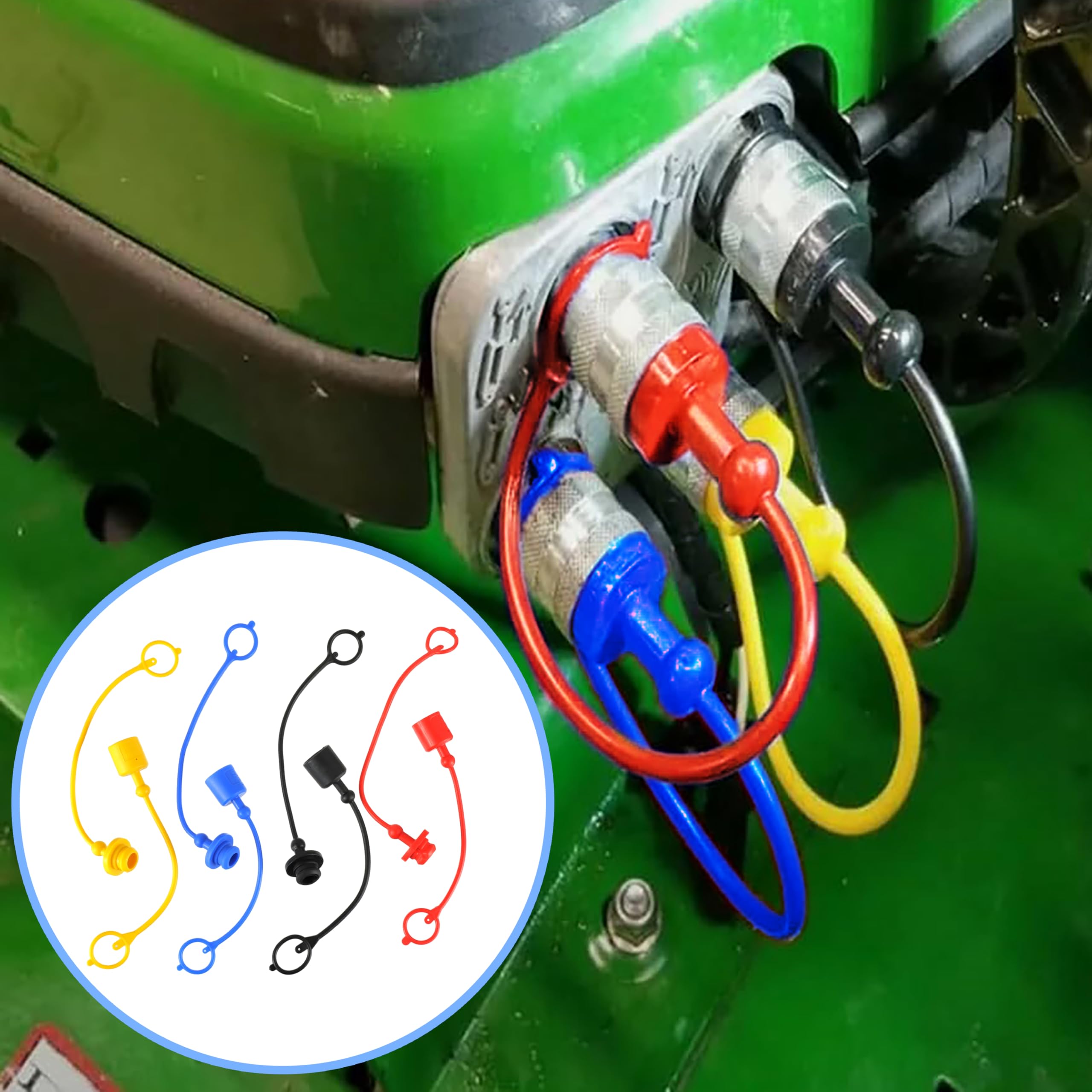 4 paires de bouchons anti-poussière pour tuyaux hydrauliques en caoutchouc | compatibles Raccord hydraulique ISO-A 1/2, bouchon anti-poussière mâle et couvercle de prise femelle