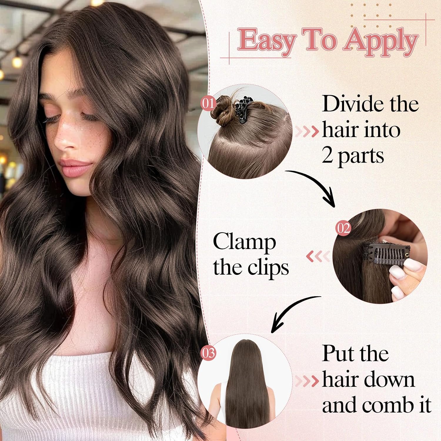 One Pieces Clip in Hair Extensions Human Hair Upgraded V-Shaped 5 Clips in Hair Extensions Human Hair Long Hairpiece For Women,12 Inch,#4P27 Medium Brown mixed Dark Blonde,55g