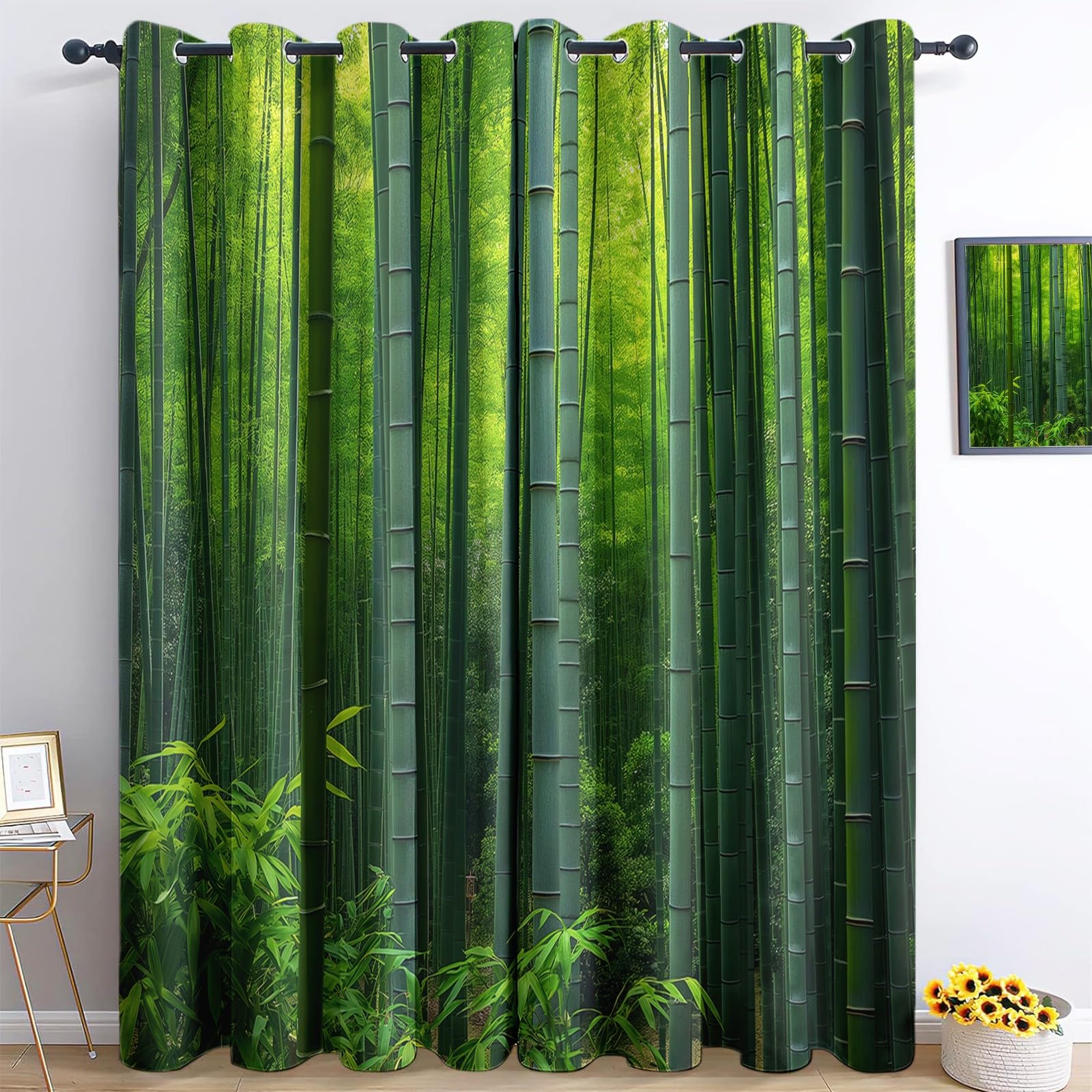 Rideaux occultants isolants contre le froid et le bruit | Rideau bambou 3D 140x175 pour chambre