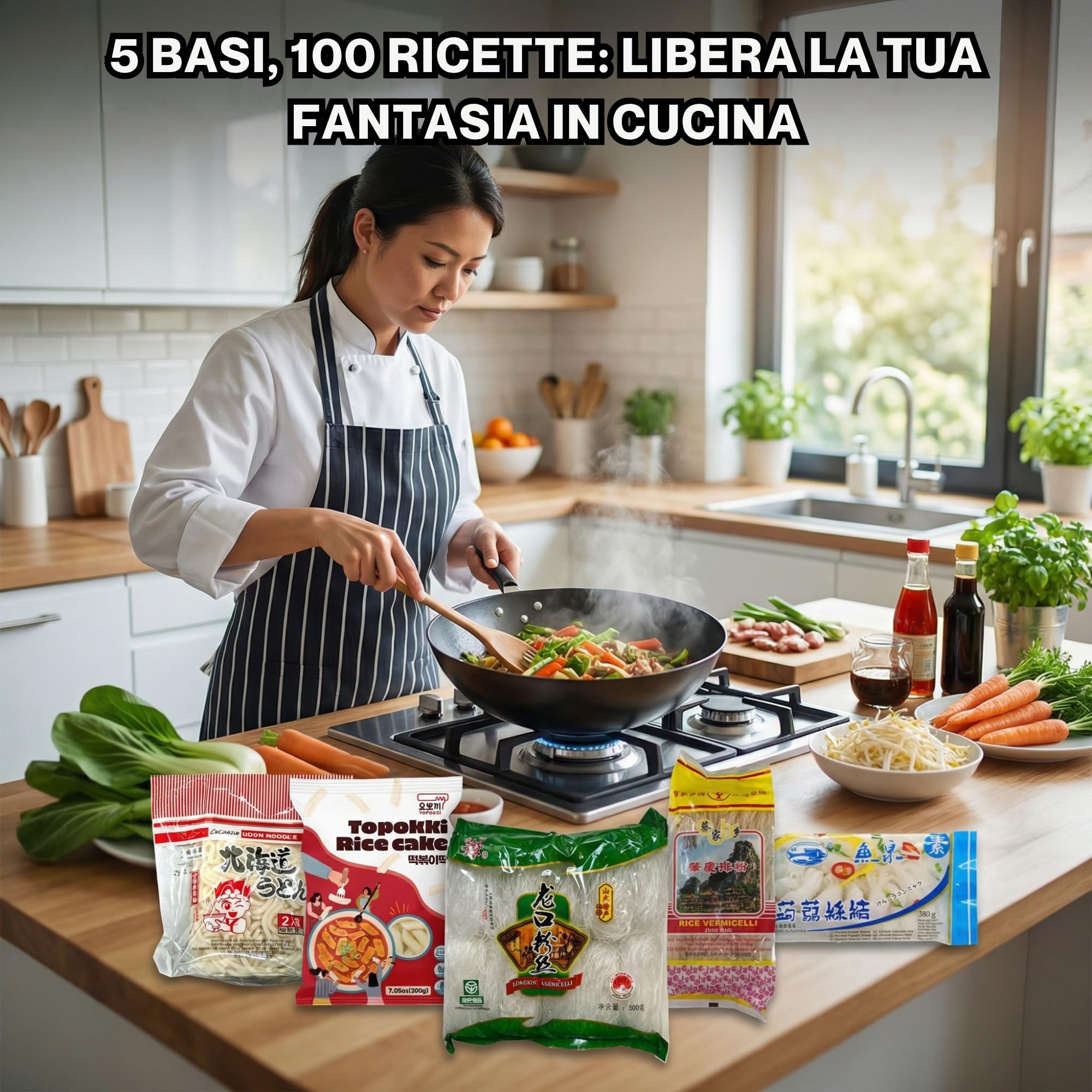 Hu Taste Kit Cibo Asiatico Box Degustazione con Noodles, Spaghetti di Soia, Spaghetti di Riso, Spaghetti Konjac Shirasaki, Udon Giapponese Precotti e Gnocchi di Riso Coreani Tteokbokki