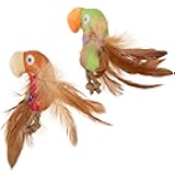 Instincts by SmartyKat 2-Pack HappyNip Love Mates Feather Birds Plush Cat Toys, Contains Catnip & Silvervine - Orange/Green, 2-Pack