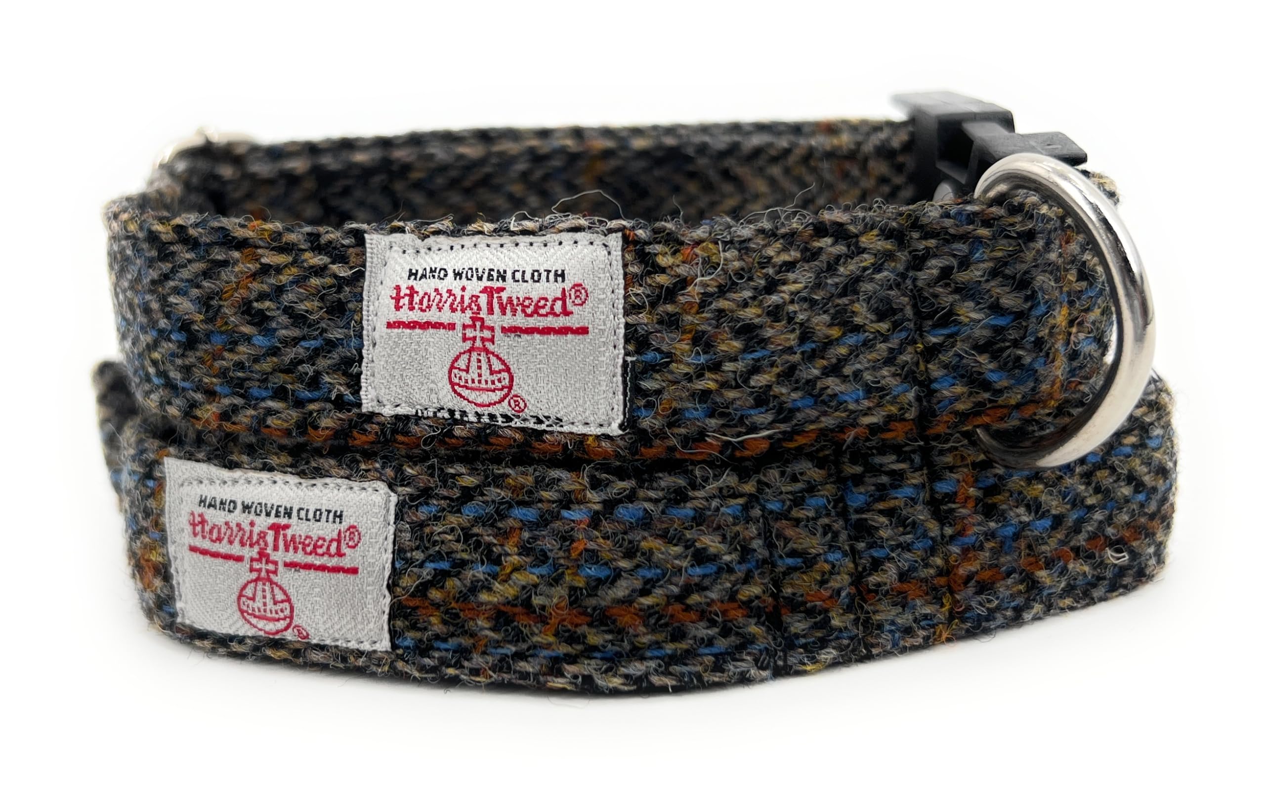Harris Tweed Dog Collar And Lead Set Handmade (Green Herringbone Rust Overcheck, S) โ image 1