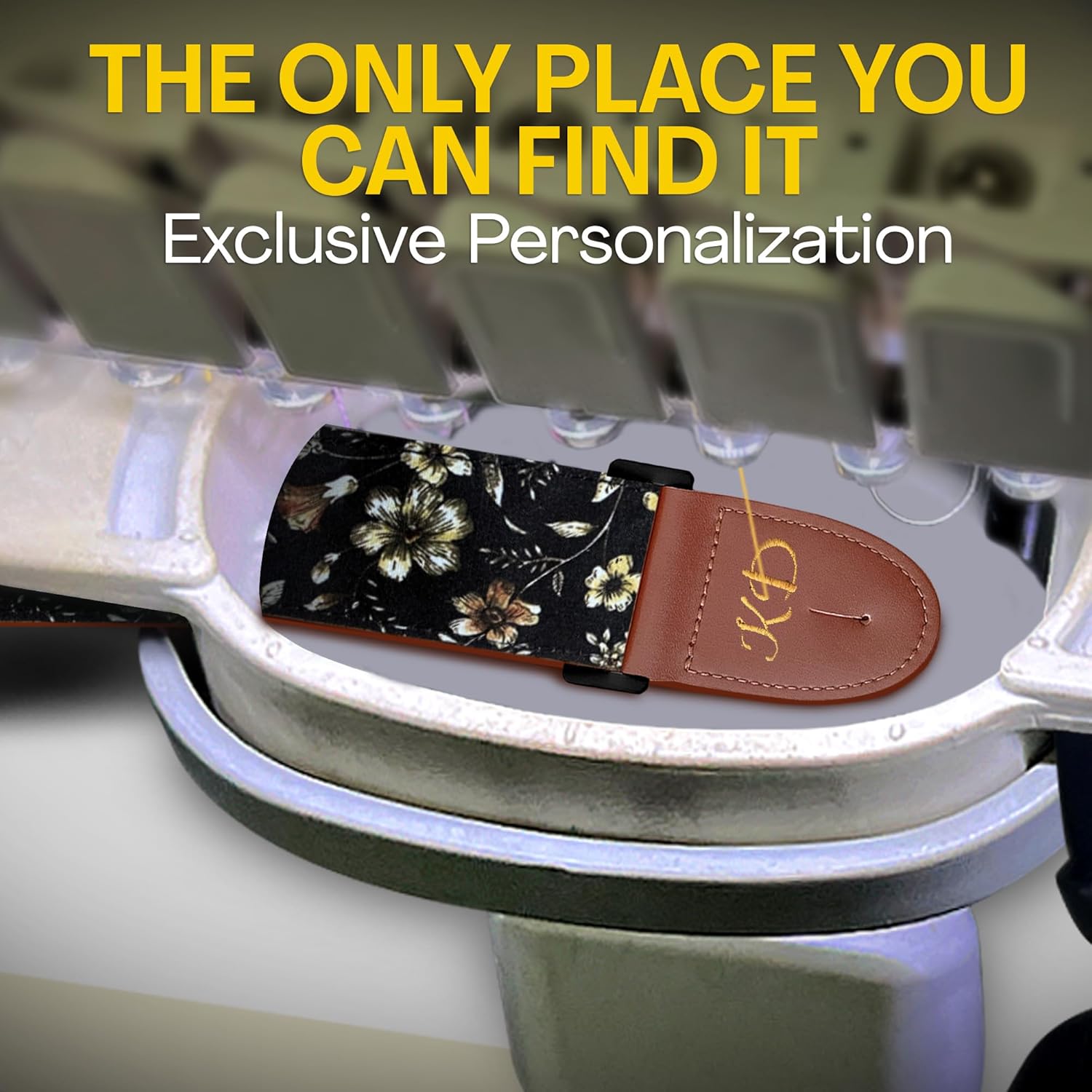 Art Tribute Personalized Guitar Strap - Add Name or Initials For Acoustic, Electric & Bass Guitars