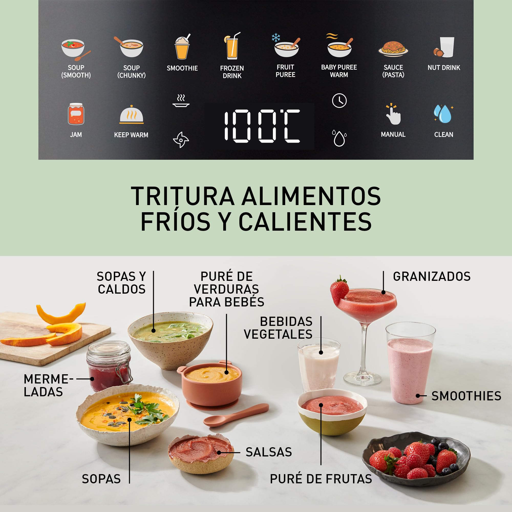 Panasonic MX-HG4401KXE Licuadora y Maquina para Sopa, 1.2 L, 800 W, Caliente y Frío, 9 Modos Automáticos, 10 Velocidades, Temporizador, Mantener Caliente, Limpieza Automática, Negro y Oro Rosa