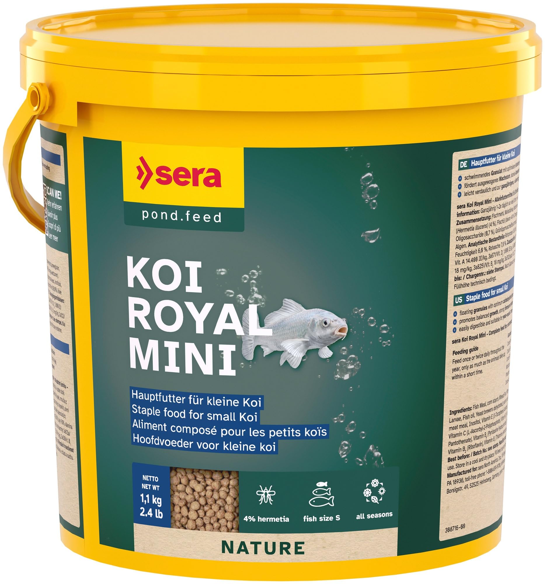 Koi Royal Mini 3,8 L Aliment composé granulés flottants pour koïs jusqu'à 12 cm