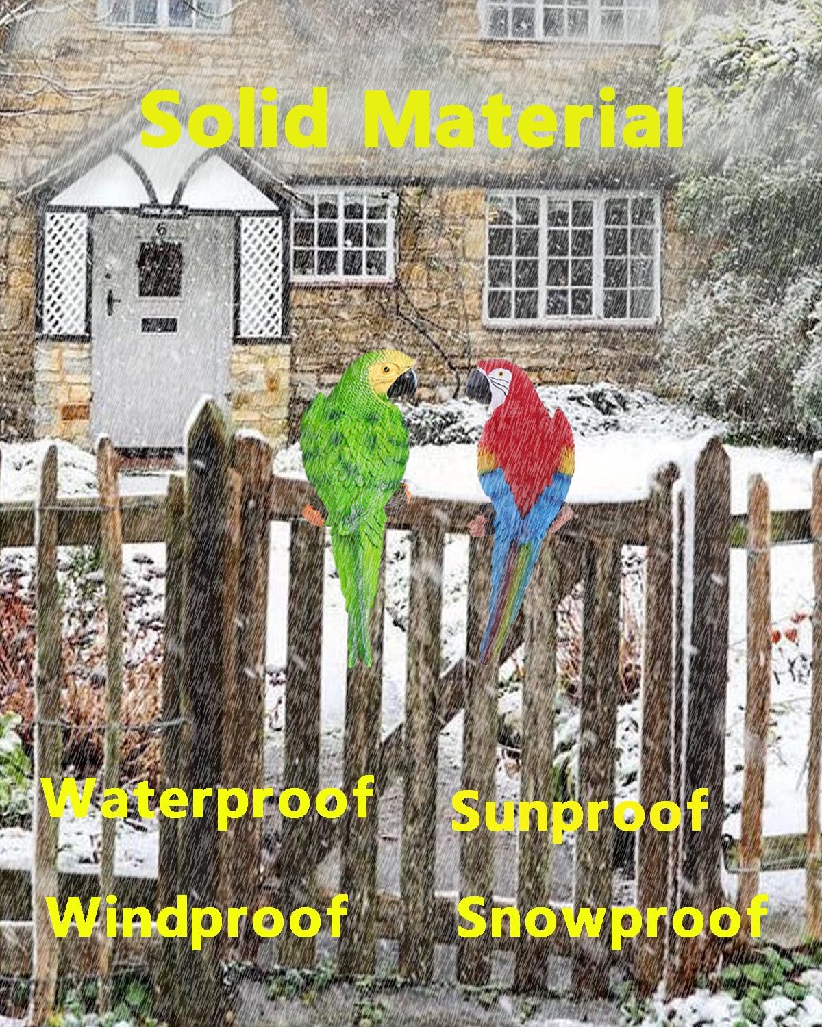 2Pcs Large Parrot Decor Outdoor Tiki Bar Decorations Realistic Parrot Statues for Pool Hawaiian Tropical Decor, 12.5" Lifelike Fake Macaw Sculptures for Palm Tree Jungle Garden Patio Yard(Green, Red)