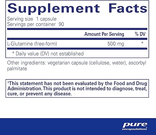 Miniatura 2 de Pure Encapsulations Suplemento hipoalergénico que apoya la masa muscular y el tracto gastrointestinal, L-glutamina 500 mg, 90 cápsulas