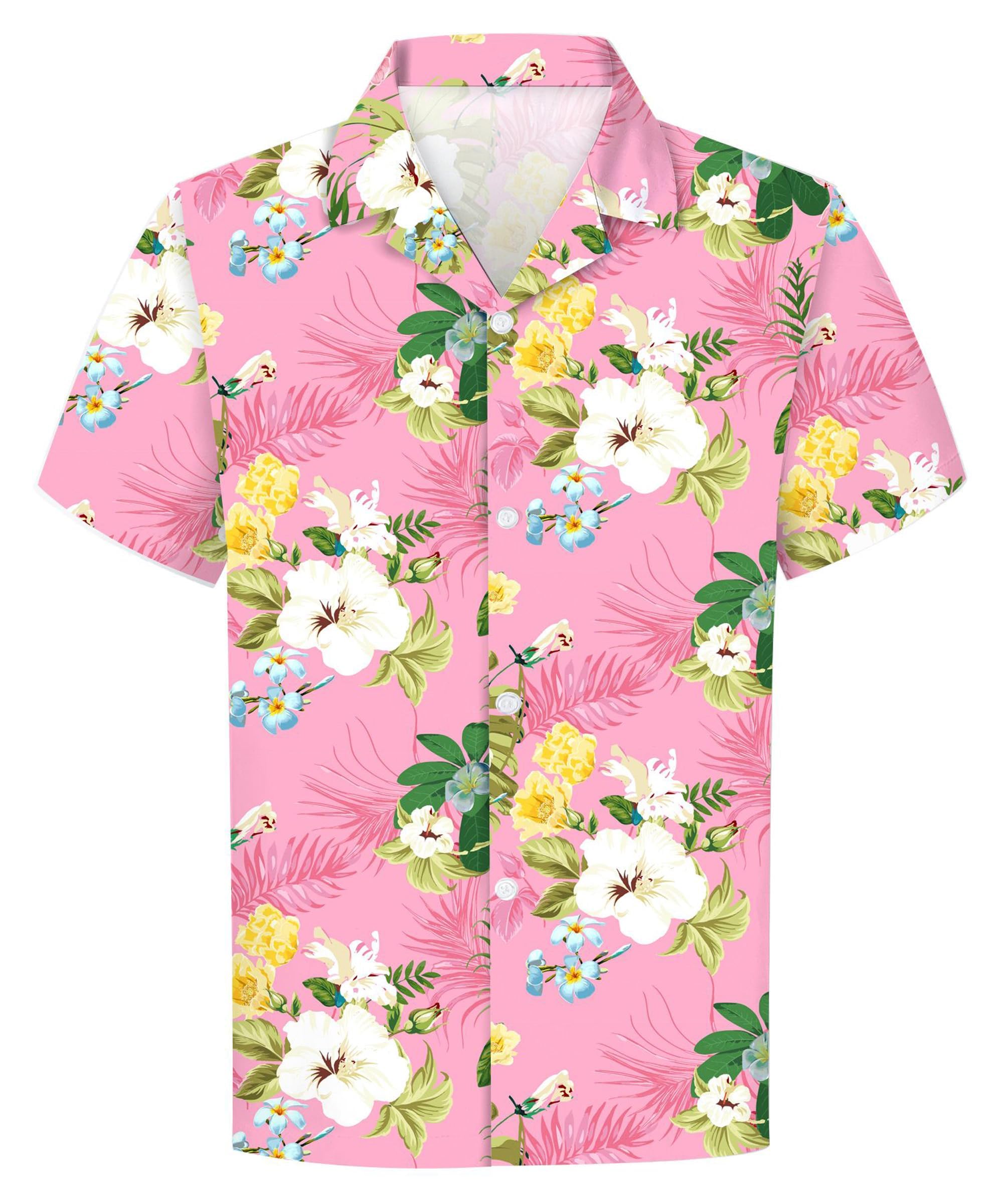 Cromoncent Hawaiian Shirt for Boy&amp;Men Short Sleeve Cuban Collar Tropical Holiday Summer Beach Shirts