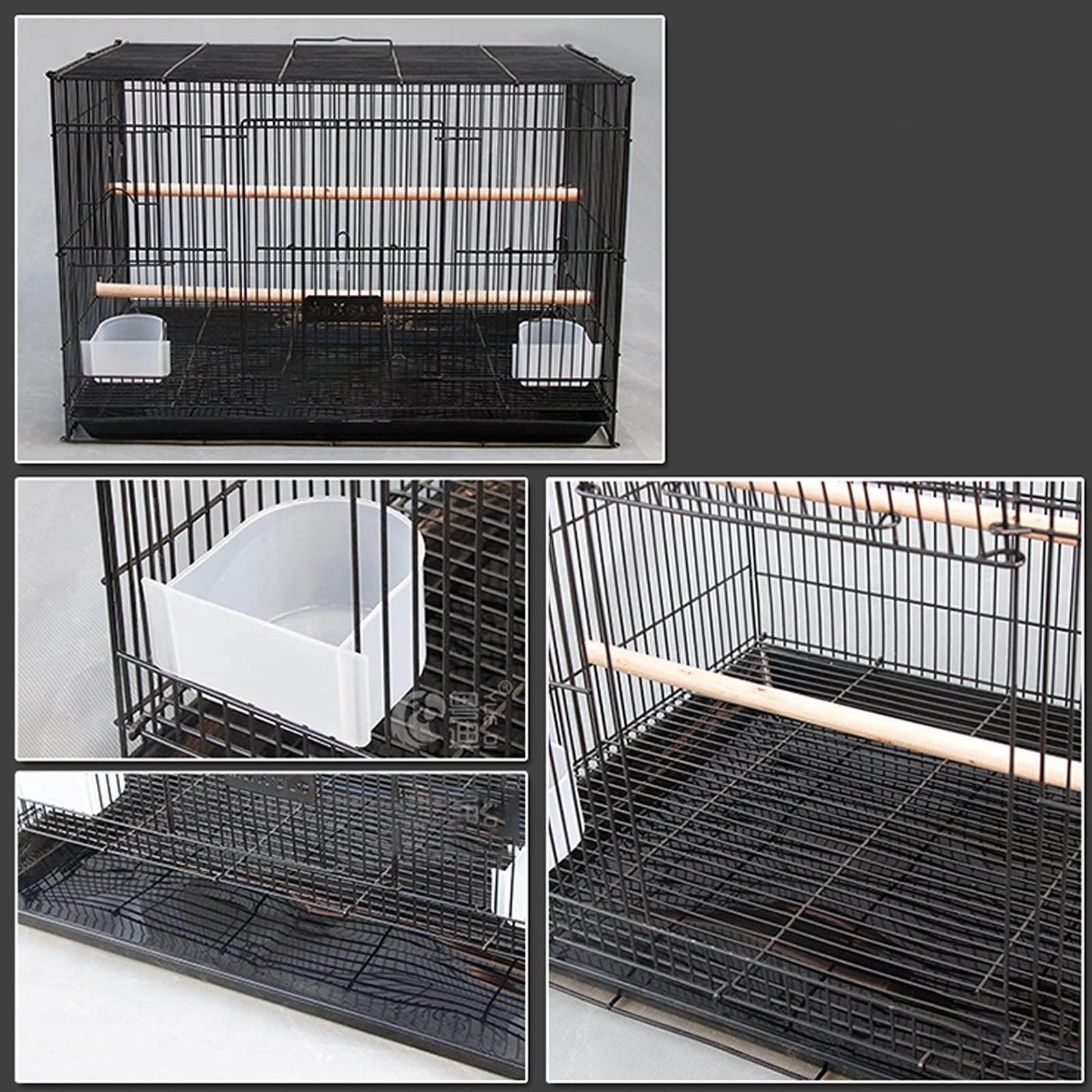 Jaula para Pájaros De Hierro Forjado, Transpirable, con Comederos, Cuadrada, para Interior Y Exterior, para Exhibir Pájaros Pequeños, Suministros para Mascotas.