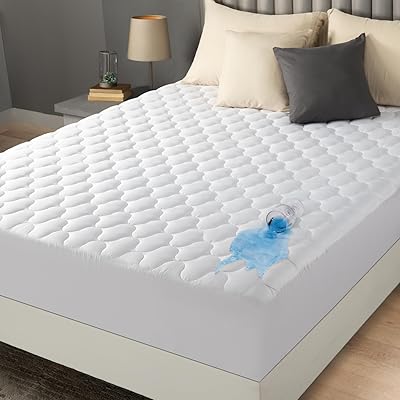 Utopia Bedding Waterproof Mattress Protector, Queen Mattress Pad, Quilted Fitted Cover Stretches up to 16 Inches Deep (White)