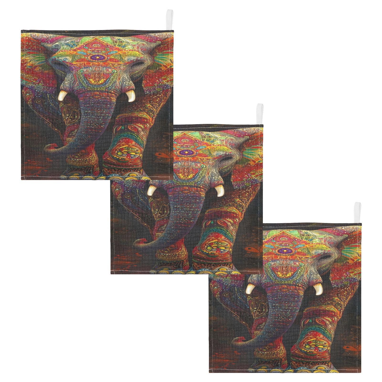 YETTASBIN Elephant Muslin Baby Hand Washcloths Soft Cotton Bath Face Towel 4 Layers Extra Absorbent Feeding Burp Cloth