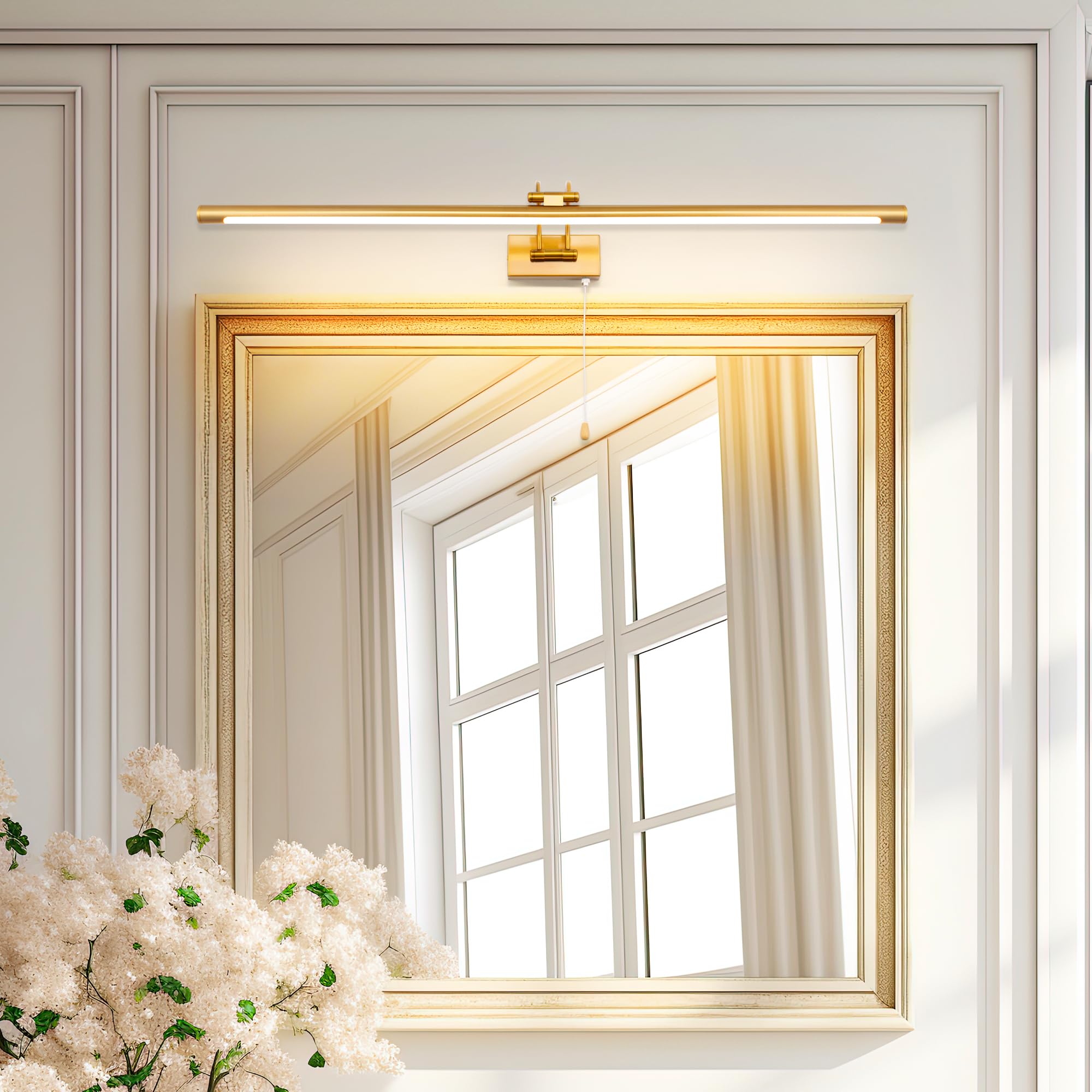 TYhogar Lámpara de Espejo Baño LED 90cm 16W 1820LM Aplique Espejo de Baño Luz LED para Espejo Con Interruptor y Brazo Doblado Giratorio Aplique De Pared para Espejo Gabinete Iluminación