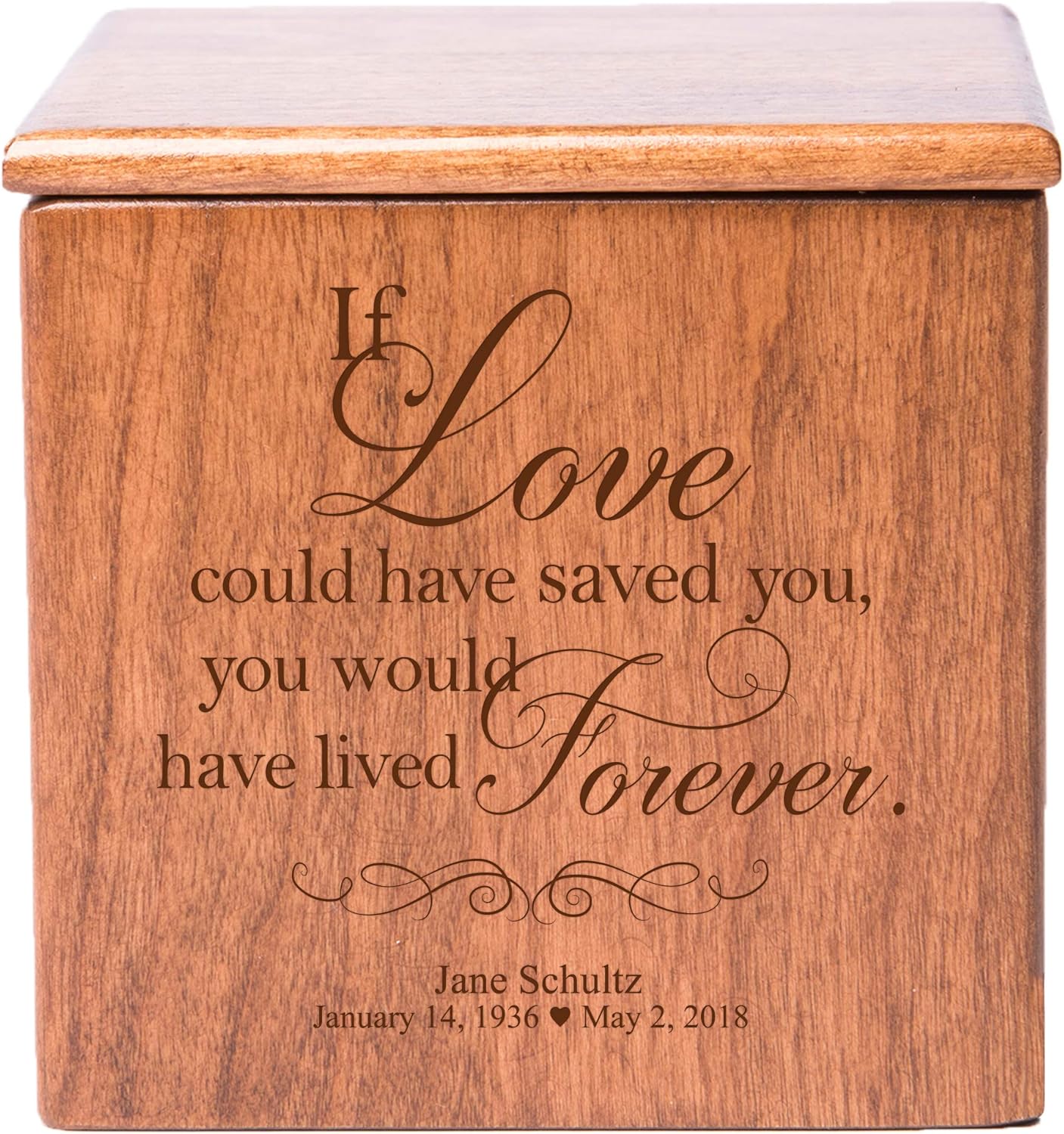 LifeSong Milestones Personalized Memorial Urns: Wooden Cremation Keepsakes for Adult Loved Ones - Customizable Funeral Remembrance Boxes for Male and Female Ashes - Thoughtful Bereavement Gifts