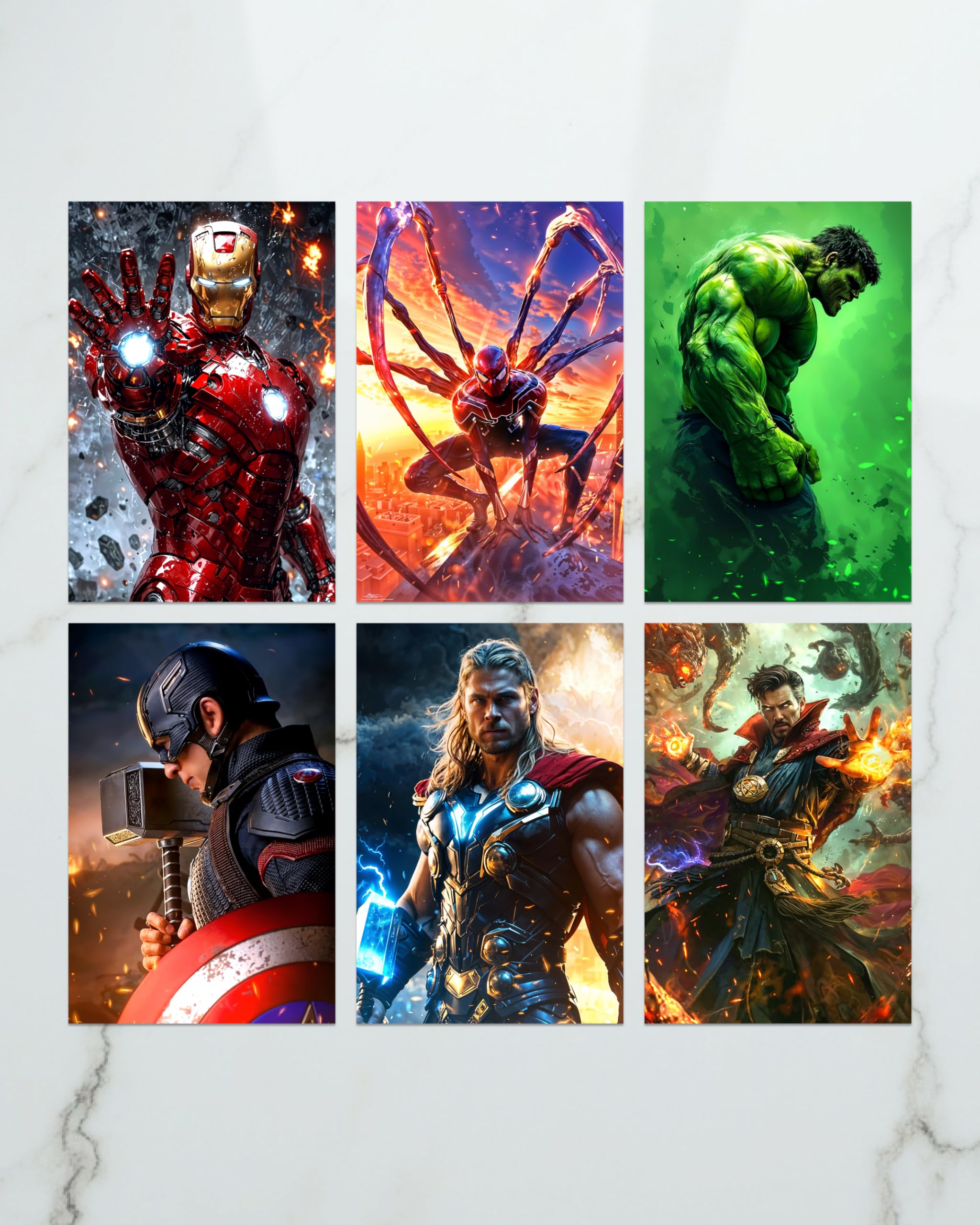 Set of 6 Heroes Posters (12x18 inch) – Wall Art Prints | Superhero Posters | MA Wall Décor for Bedroom, Office, Gaming Room | Aesthetic Marvel Room Décor-image-16