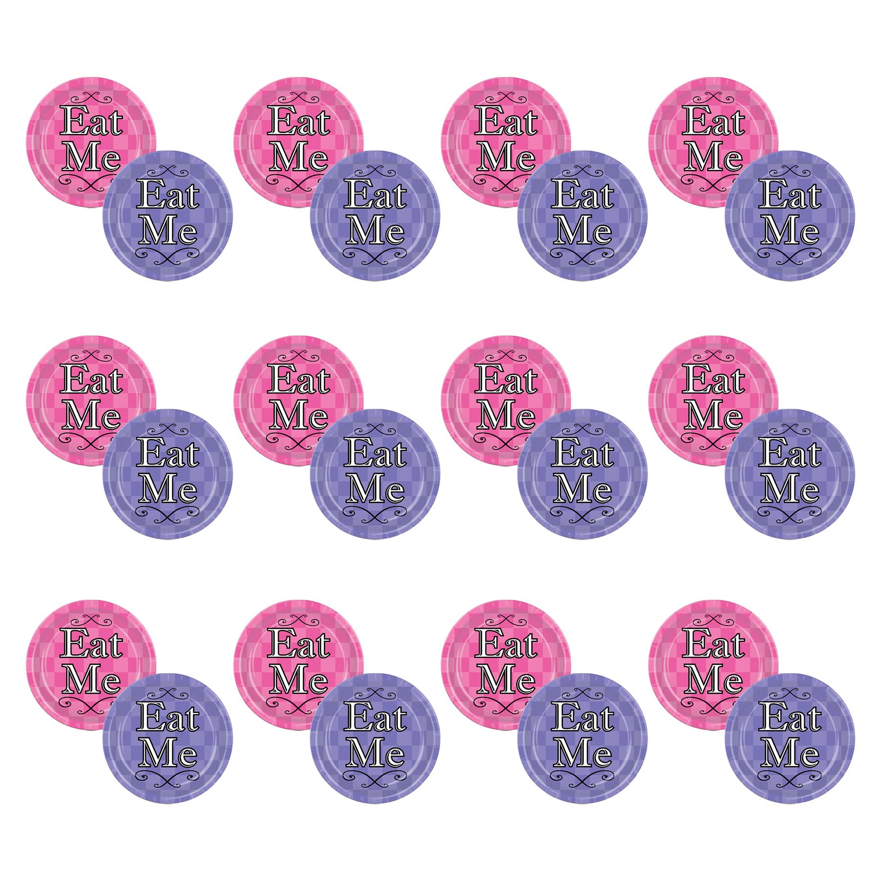 Beistle 58183 24 Piece Alice In Wonderland Plates, 7", Lavender/Pink/Black/White โ image 1