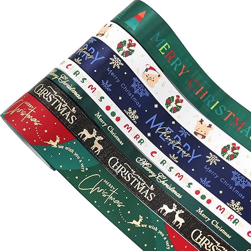 Miniatura 4 de Cintas de Navidad impresas para manualidades, cintas de grogrén impresas para festividades, cintas de satén de 38 pulgadas, 58 pulgadas de ancho y 1