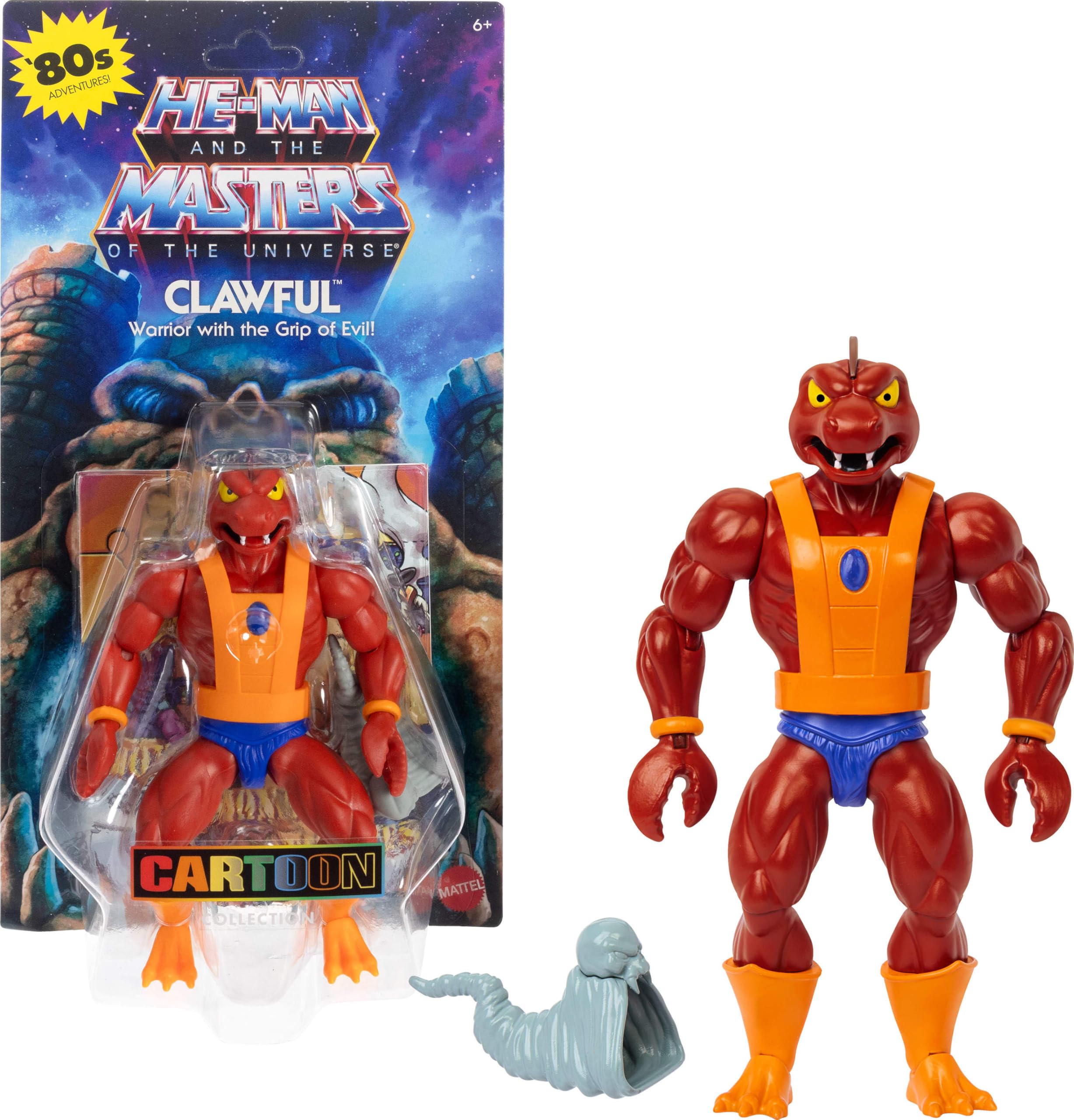 Masters of the Universe Origins Toy, Clawful Cartoon Collection Action Figure, 5.5-inch MOTU Villain, 16 Articulations, Horn of Evil & Mini-Comic