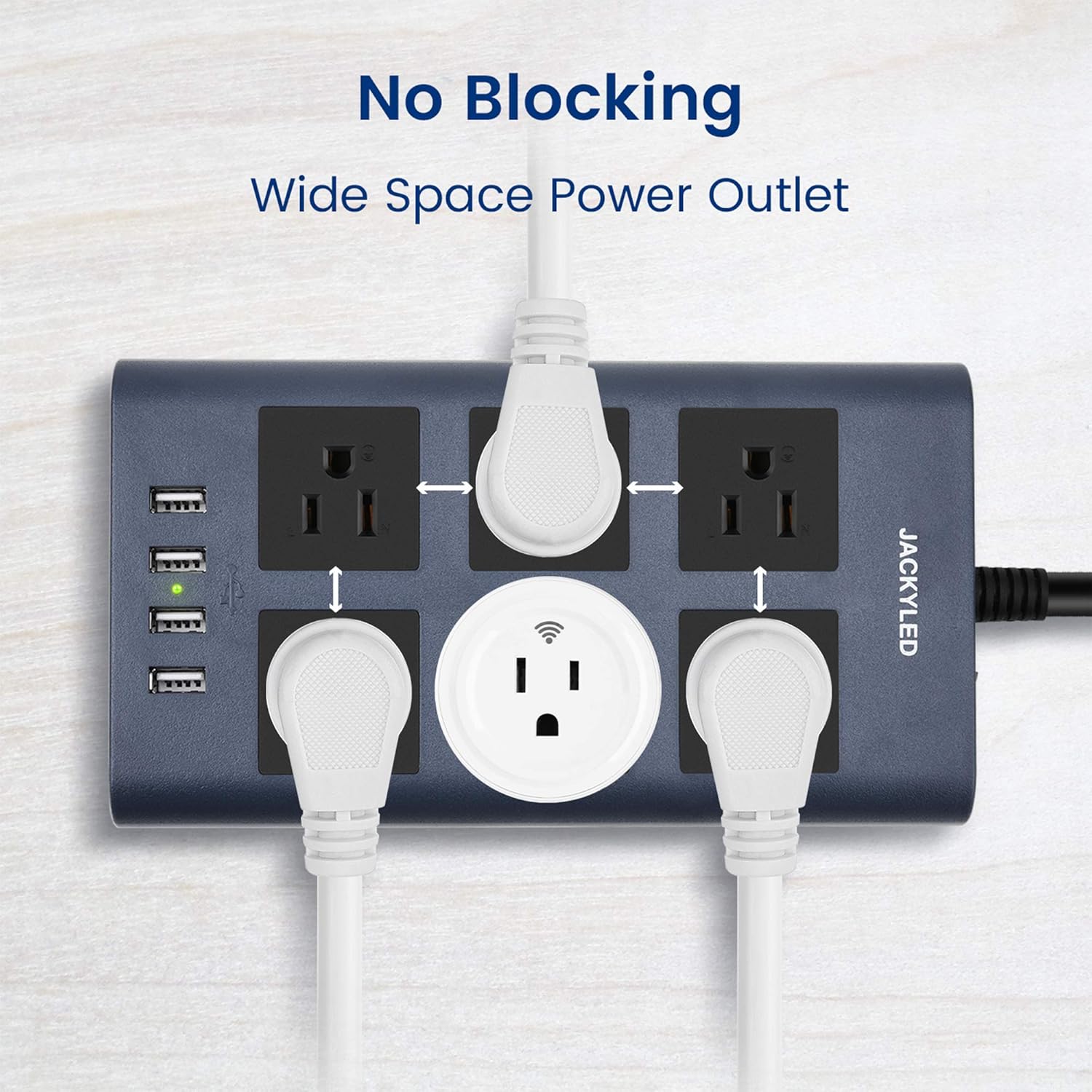 Get Cheap Price 10 Ft Flat Plug Power Strip Surge Protector with USB, JACKYLED 1875W/15A Outlet Strip with 6 AC Wide Spaced Outlets 4 USB Ports, 14AWG Heavy Duty Extension Cord for Home Office Hotel Dorm, Blue Black Crazy Clearance 10 Ft Flat Plug Power Strip Surge Protector with USB, JACKYLED 1875W/15A Outlet Strip with 6 AC Wide Spaced Outlets 4 USB Ports, 14AWG Heavy Duty Extension Cord for Home Office Hotel Dorm, Blue Black