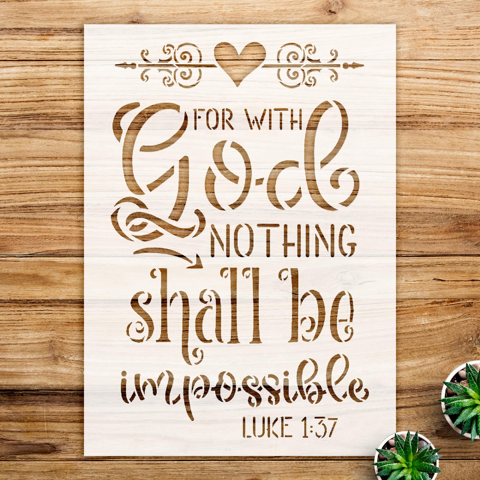 Bible Verse Stencil for Walls and Crafts, Inspirational Luke Design, Perfect for Home Decor and DIY Faith Projects - Size A2 (16.9