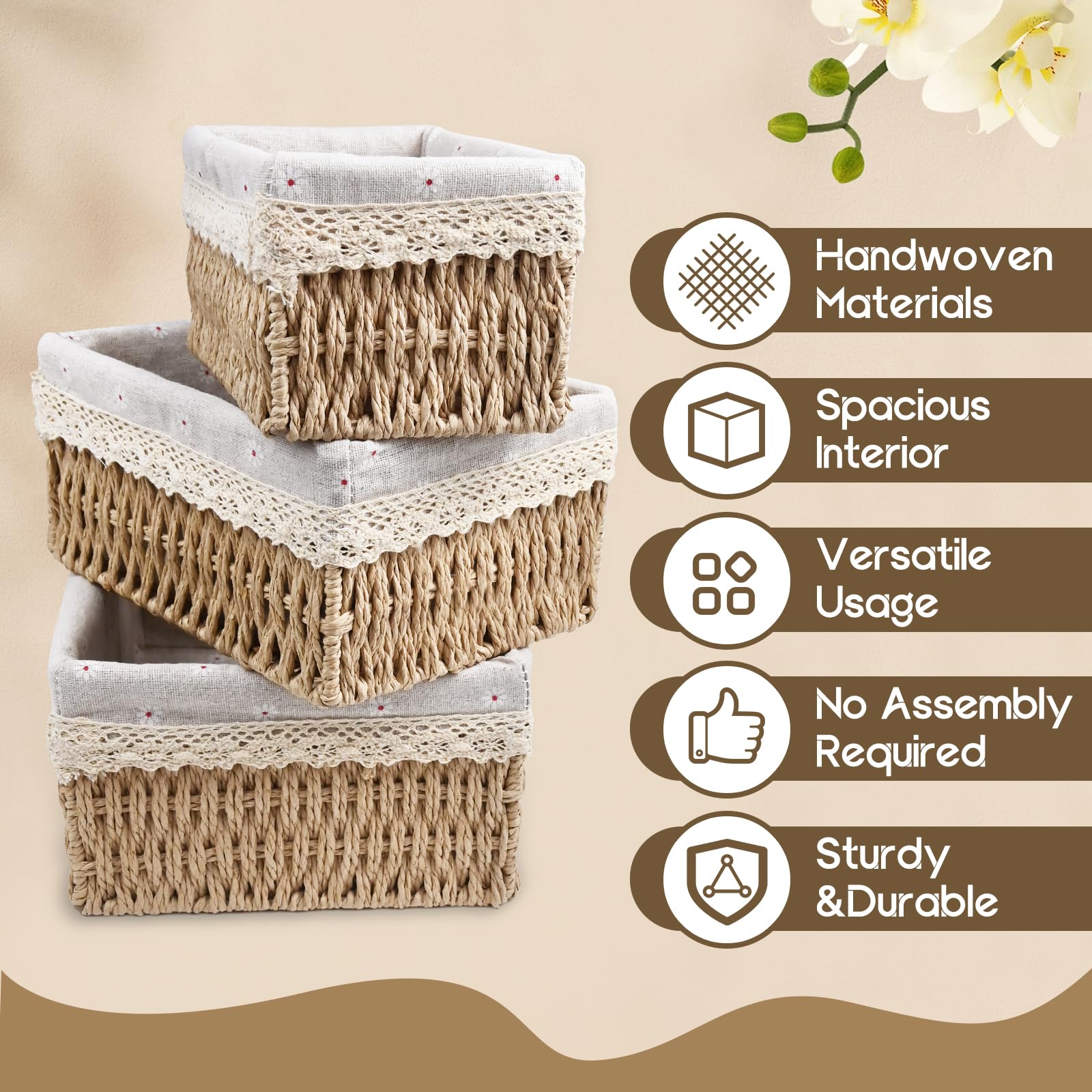 Cesta de almacenamiento, cesta de juguetes para almacenamiento, baño, cestita trenzada, cambiador, organizador, cestitas para habitación infantil, cajas, cesta, cesta pequeña, juego de 3 de material