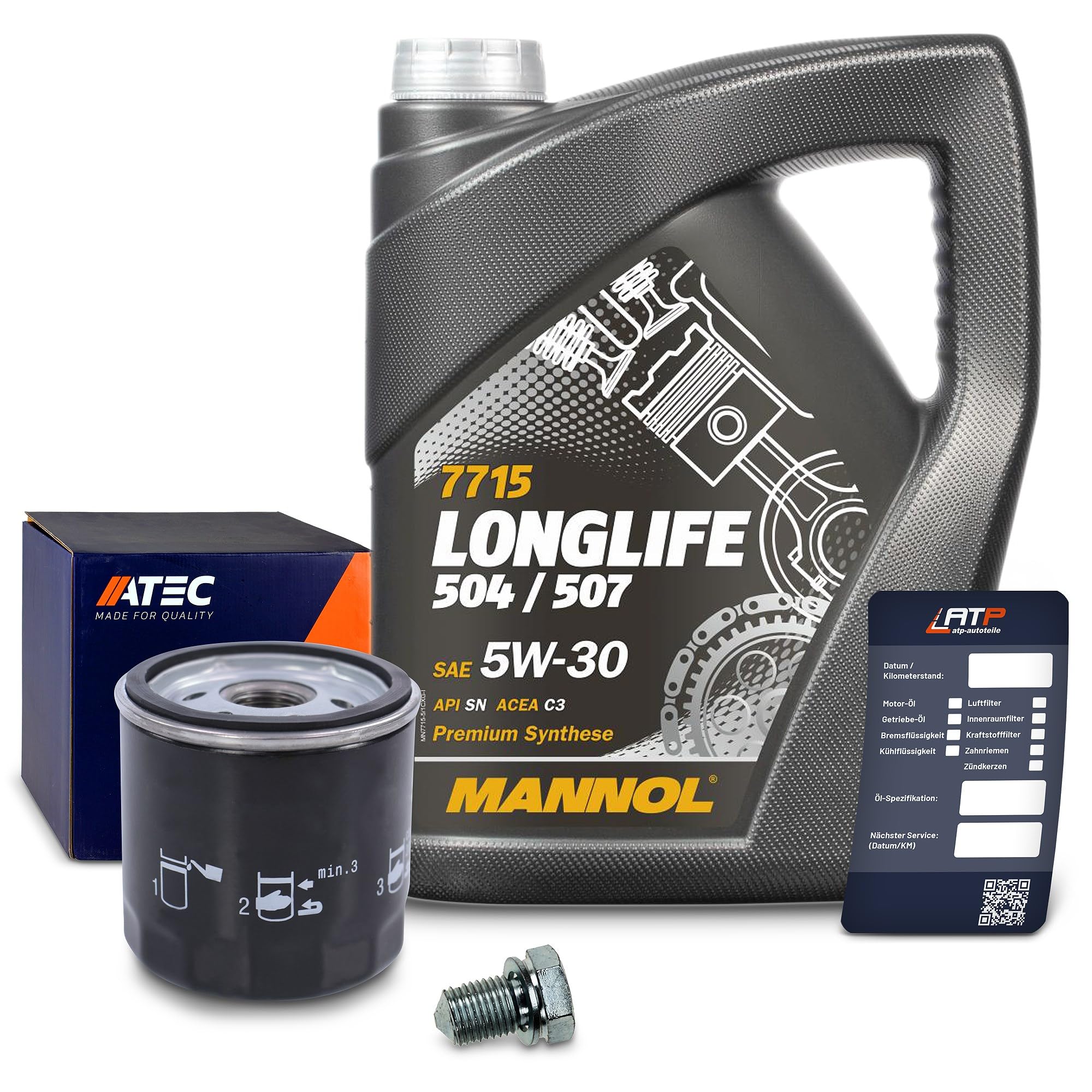 ATEC Germany Ölfilter + 5l 5W-30 Motoröl