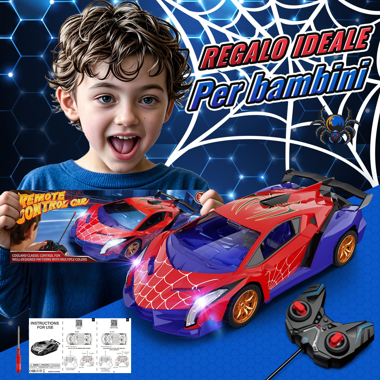 Mirthigig Macchina Telecomandata 1:18 con Luci, 2.4GHz Drift Macchinina Radiocomandata, Giocattolo Gioco Bambino 3-12 Anni, Natale Giochi Regalo Bambini 3 4 5 6 7 8 9 Anni Maschio