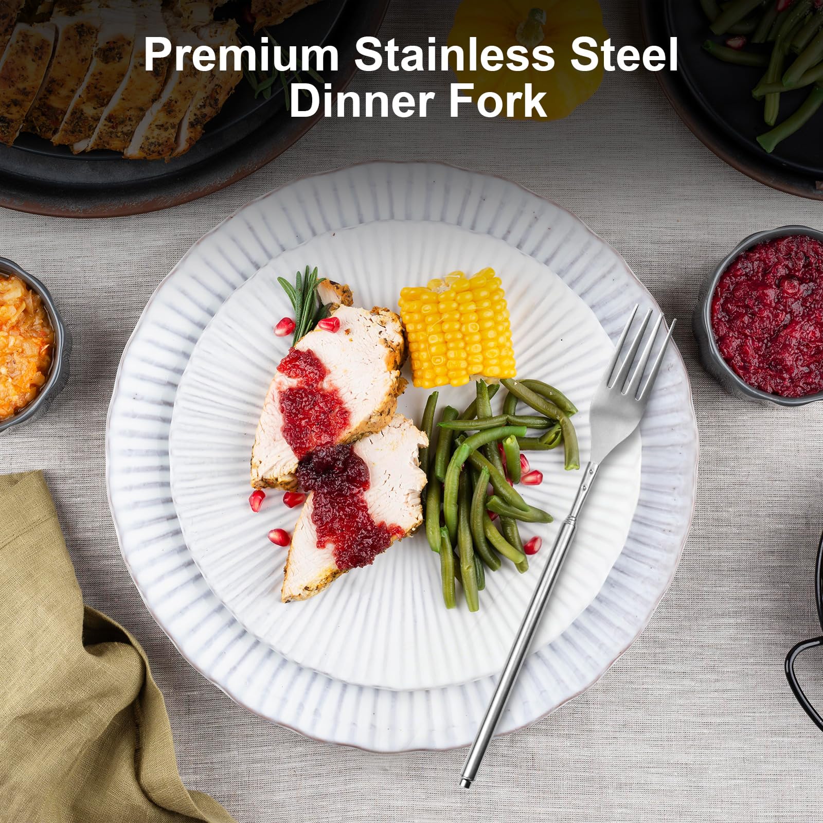 4 Pcs Forchetta Allungabile, Forchetta Telescopico in Acciaio Inox, Forchette Allungabili con Manico Regolabile 23–64,5 cm, Compatte per BBQ, Cucina, Frutta, Dessert