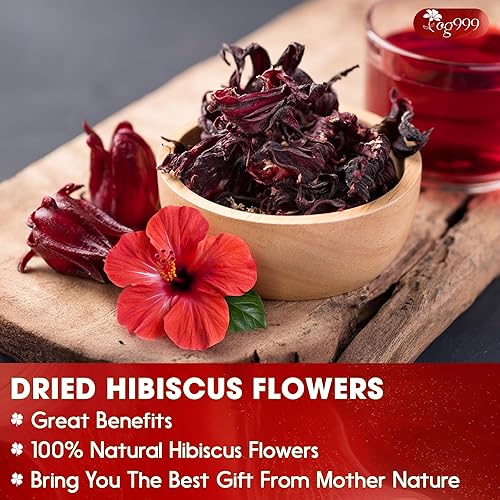 Miniatura 8 de TOG999, Flores de hibisco prémium de 16 onzas, pétalos secos, té de hierbas naturalmente sin cafeína, color vibrante y sabor floral agrio, sin OMG,