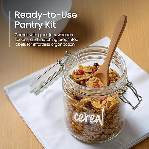 Miniatura 7 de Talented Kitchen Paquete de 6 tarros herméticos de almacenamiento de alimentos con tapas, tarros de vidrio transparente de 25 onzas, junta de