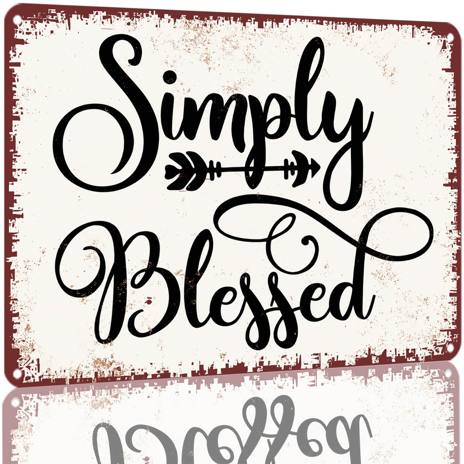 Kwqdozf As Pic 8X12 Inch Simply Blessed Metal Tin Sign Vintage Distressed Aluminum Wall Ar